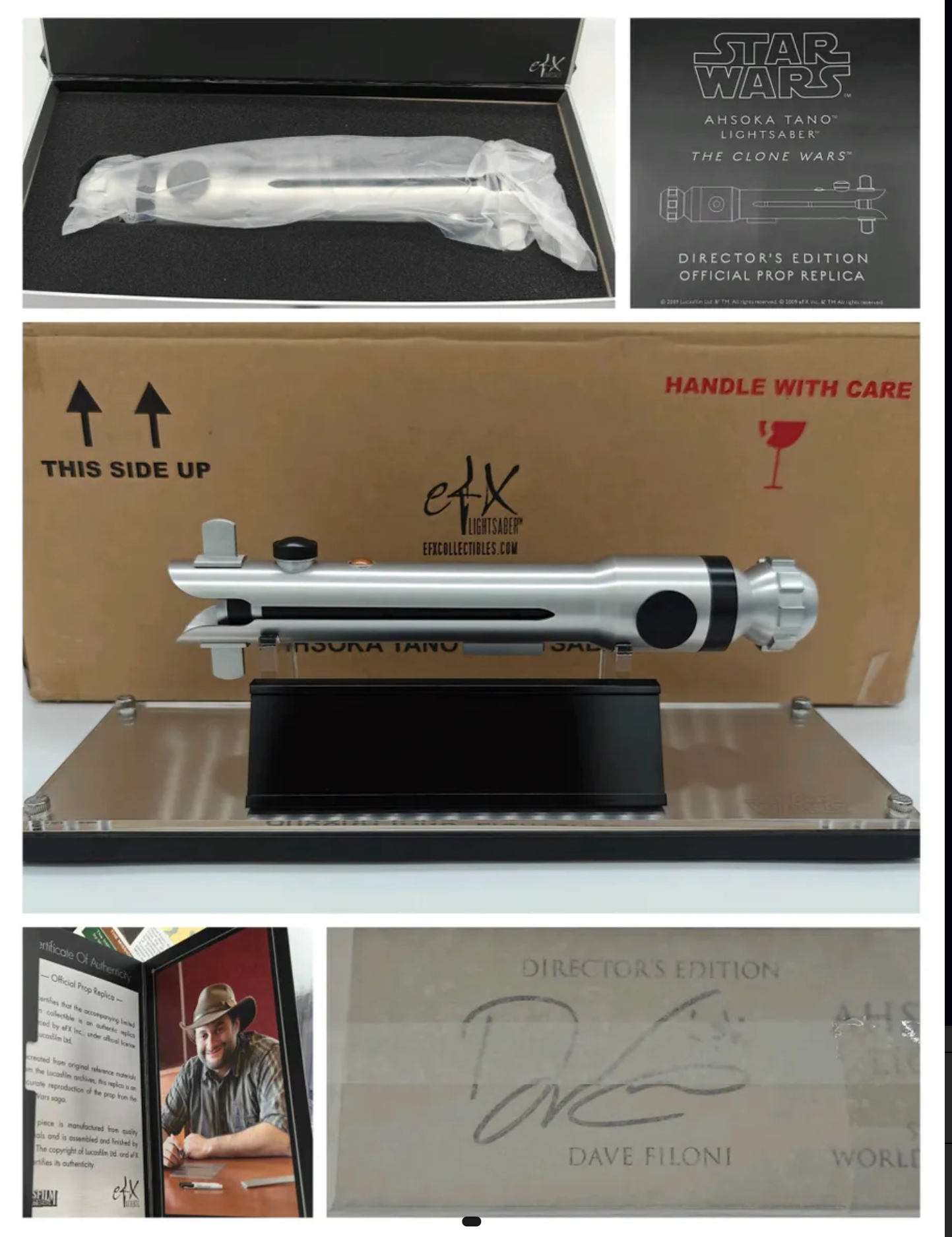 Dave Filoni Signed EFX Collectibles Star Wars Ahsoka Tano Lightsaber Director's Edition - Attack of the Clones