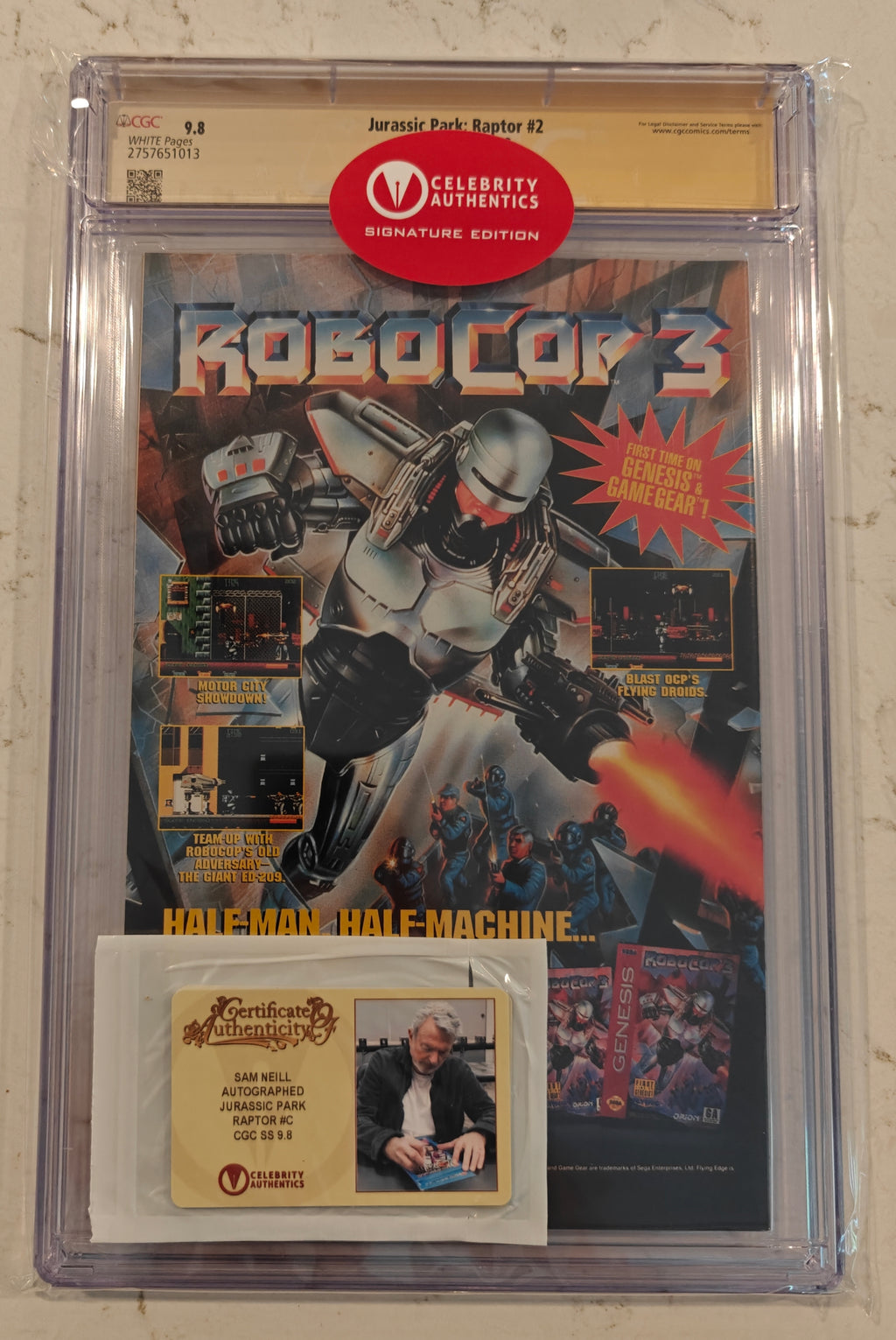 Jeff Goldblum, Laura Dern & Sam Neill Signed Jurassic Park Raptor #2 Comic (1993) – CGC Signature Series 9.8
