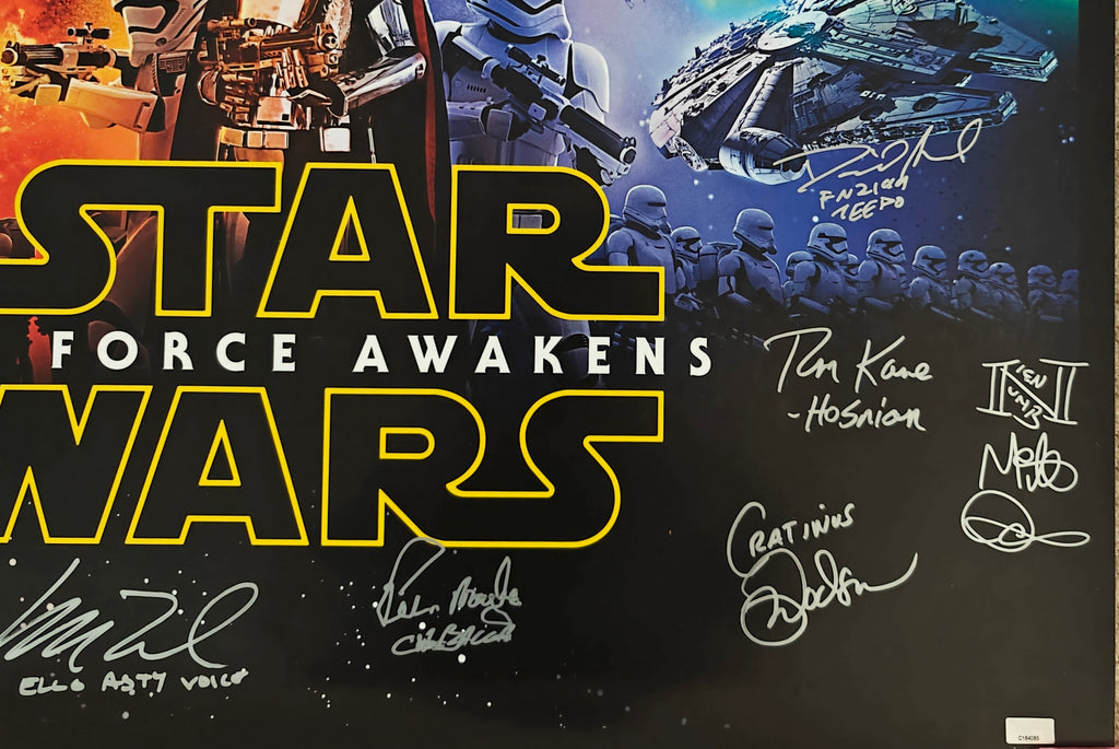 Hamill, Mayhew, Ridley, Driver, Boyega +16 Signed Star Wars The Force Awakens 27x40 Poster