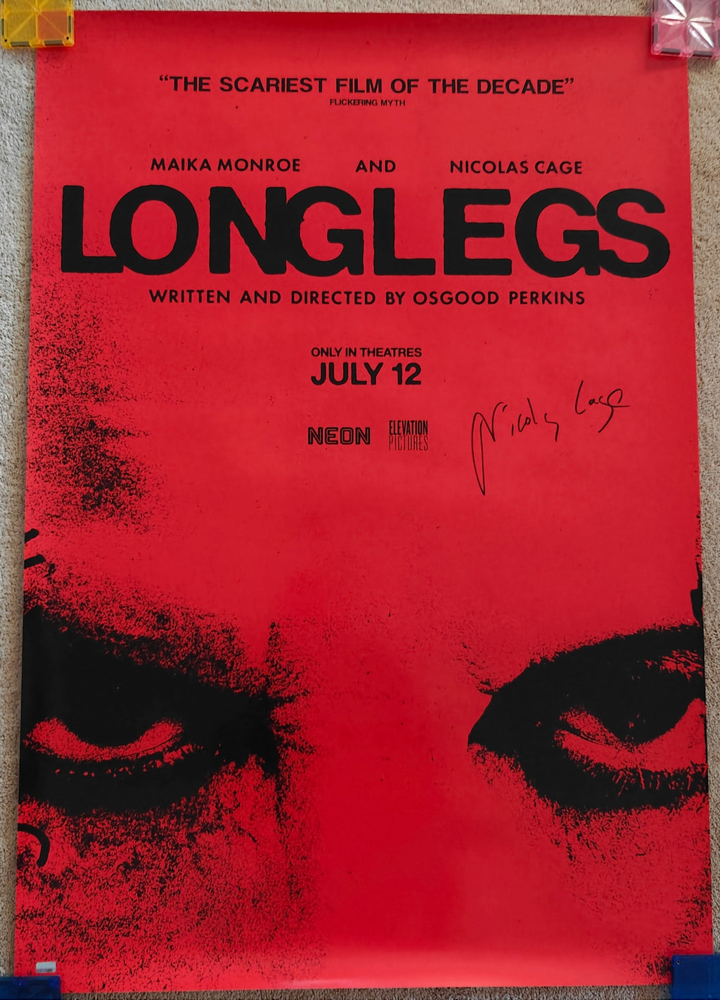 Nicolas Cage Signed 27x40 Original Single-Sided Longlegs Poster