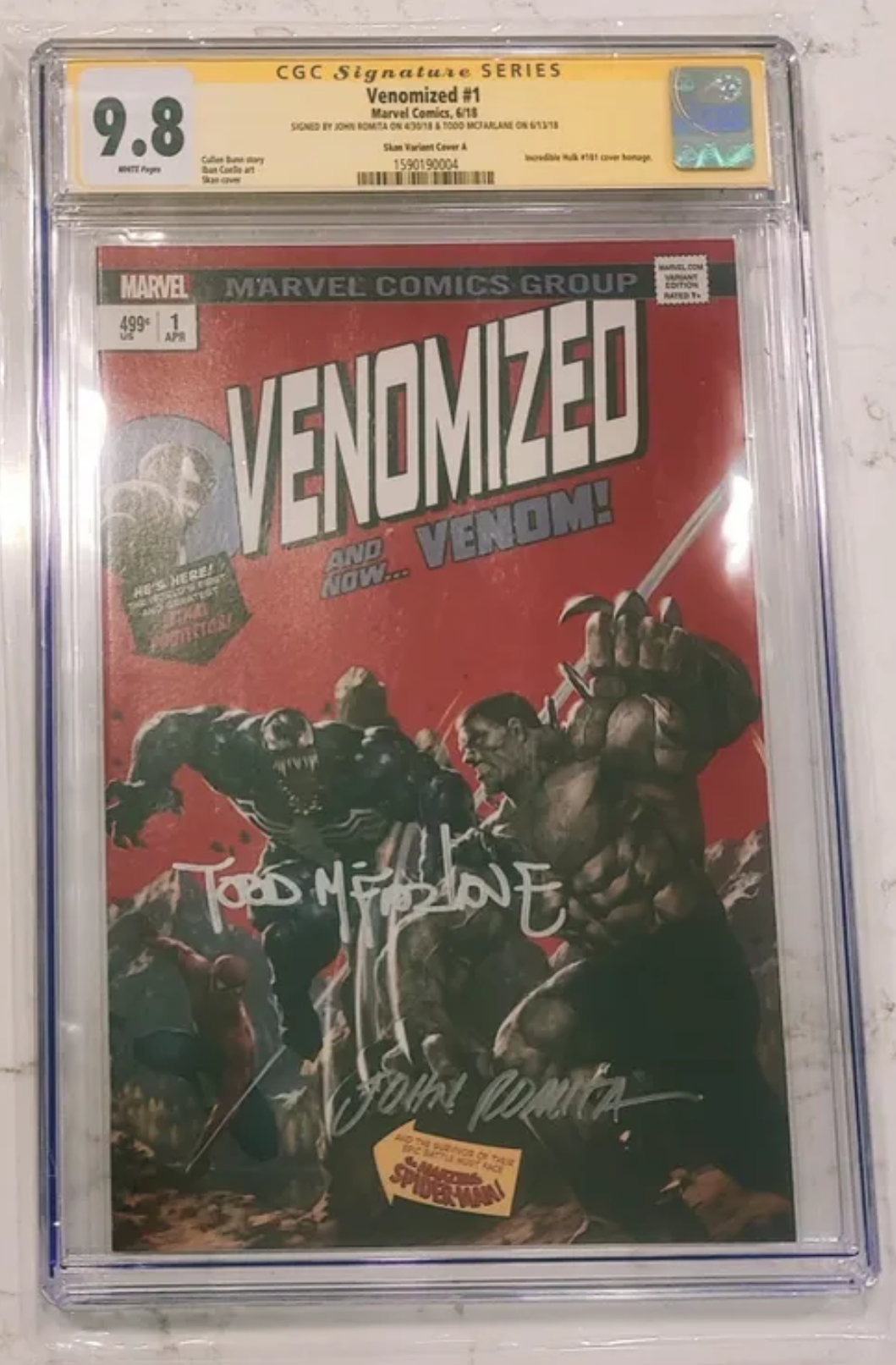 Todd McFarlane & John Romita Sr Dual-Signed Venomized 1 (2018) CGC 9.8 Signature Series