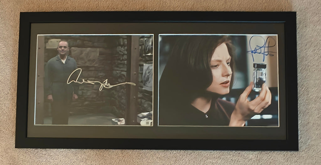 Anthony Hopkins & Jodie Foster Signed Dual 11x14 Photos Silence of the Lambs (SWAU) in 14x30 Frame