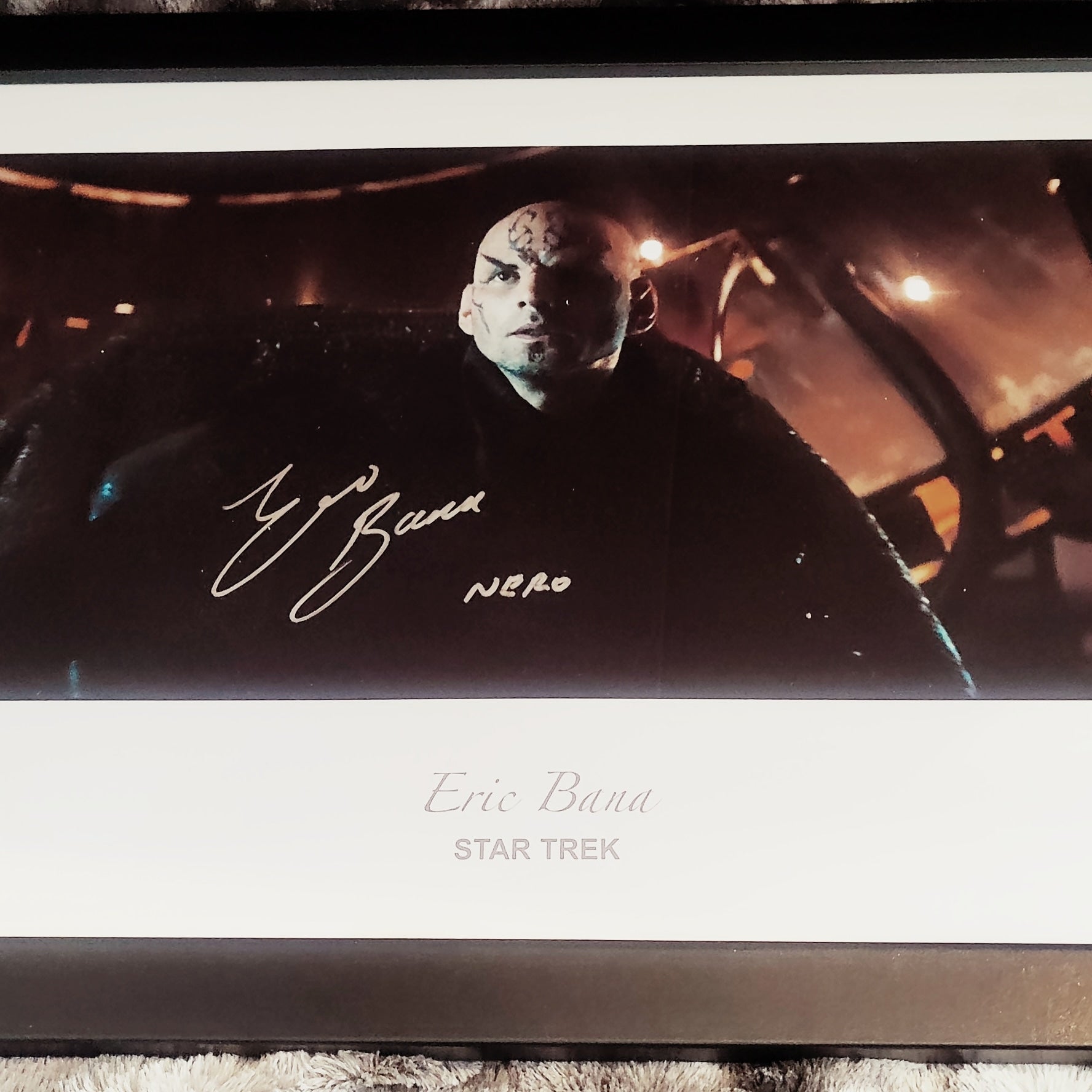 Eric Bana Autographed Star Trek Nero 2009 23x13 Art Photo in 23x13 Wood Frame