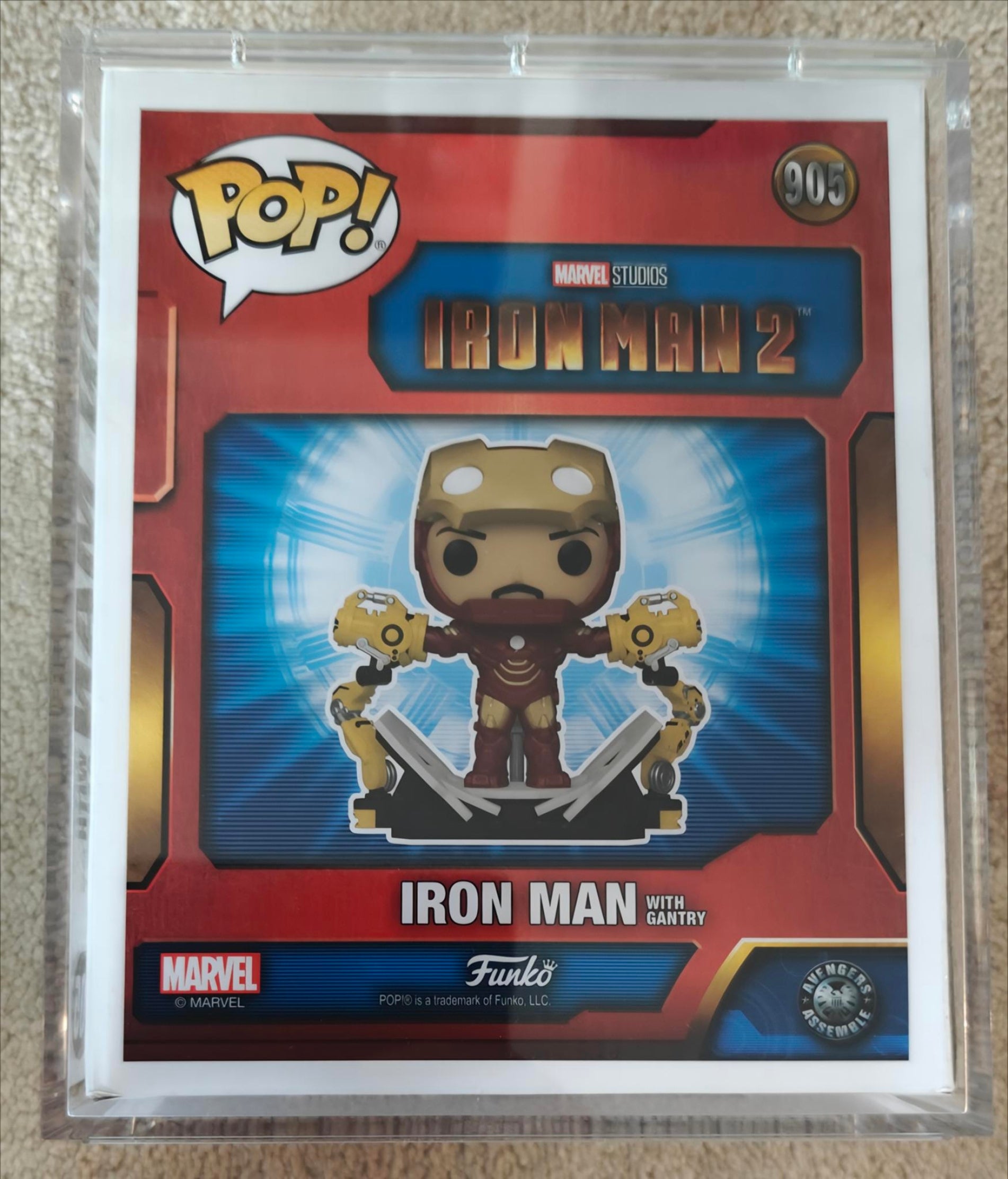 Robert Downey Jr. Signed Marvel Iron Man w. Gantry Deluxe 6in Funko Pop from Iron Man 2