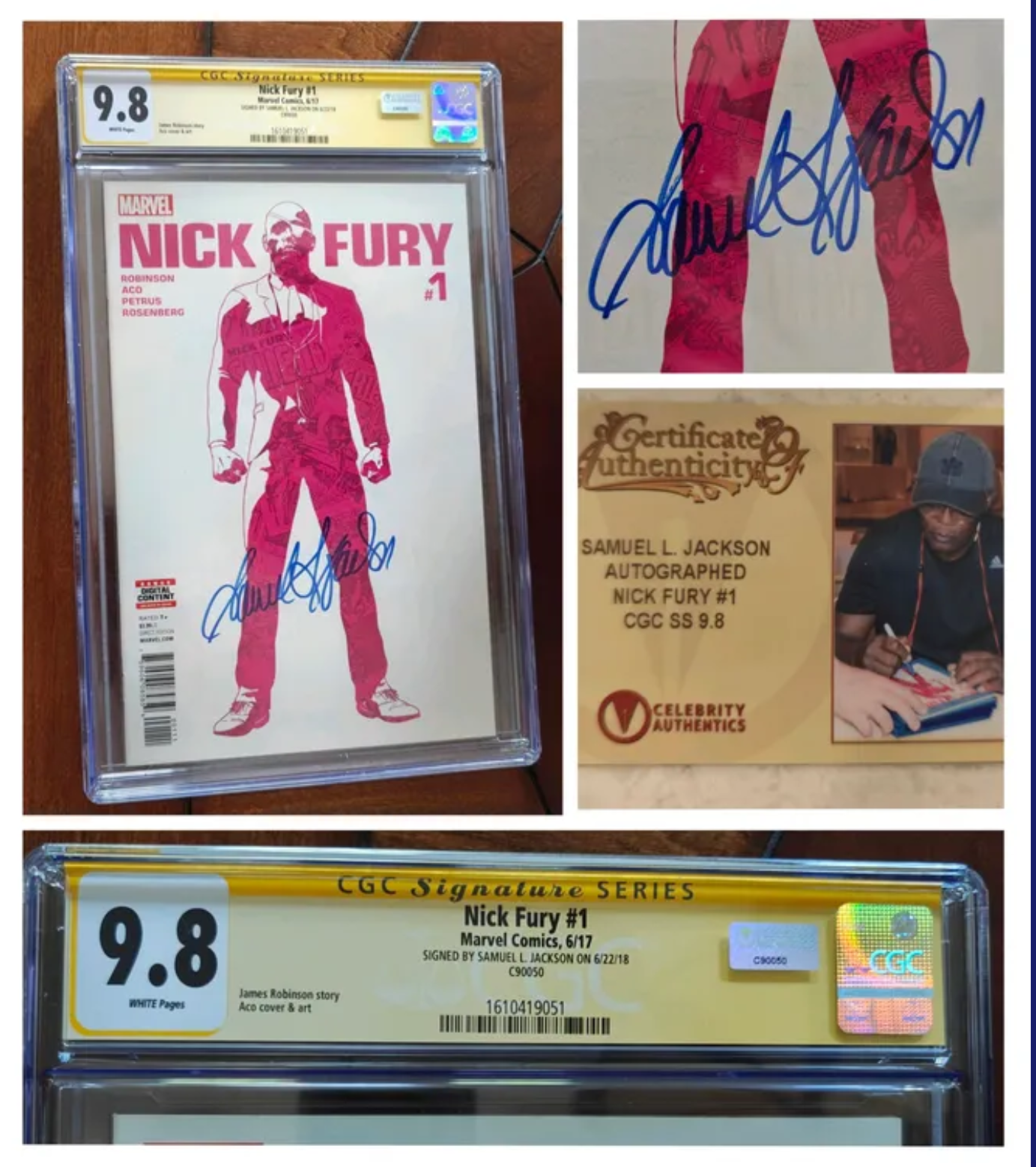 Samuel L. Jackson Signed Nick Fury #1 (2017) – Full-Length Signature | CGC 9.8 Signature Series + Celebrity Authentics COA | Extremely Rare Variant