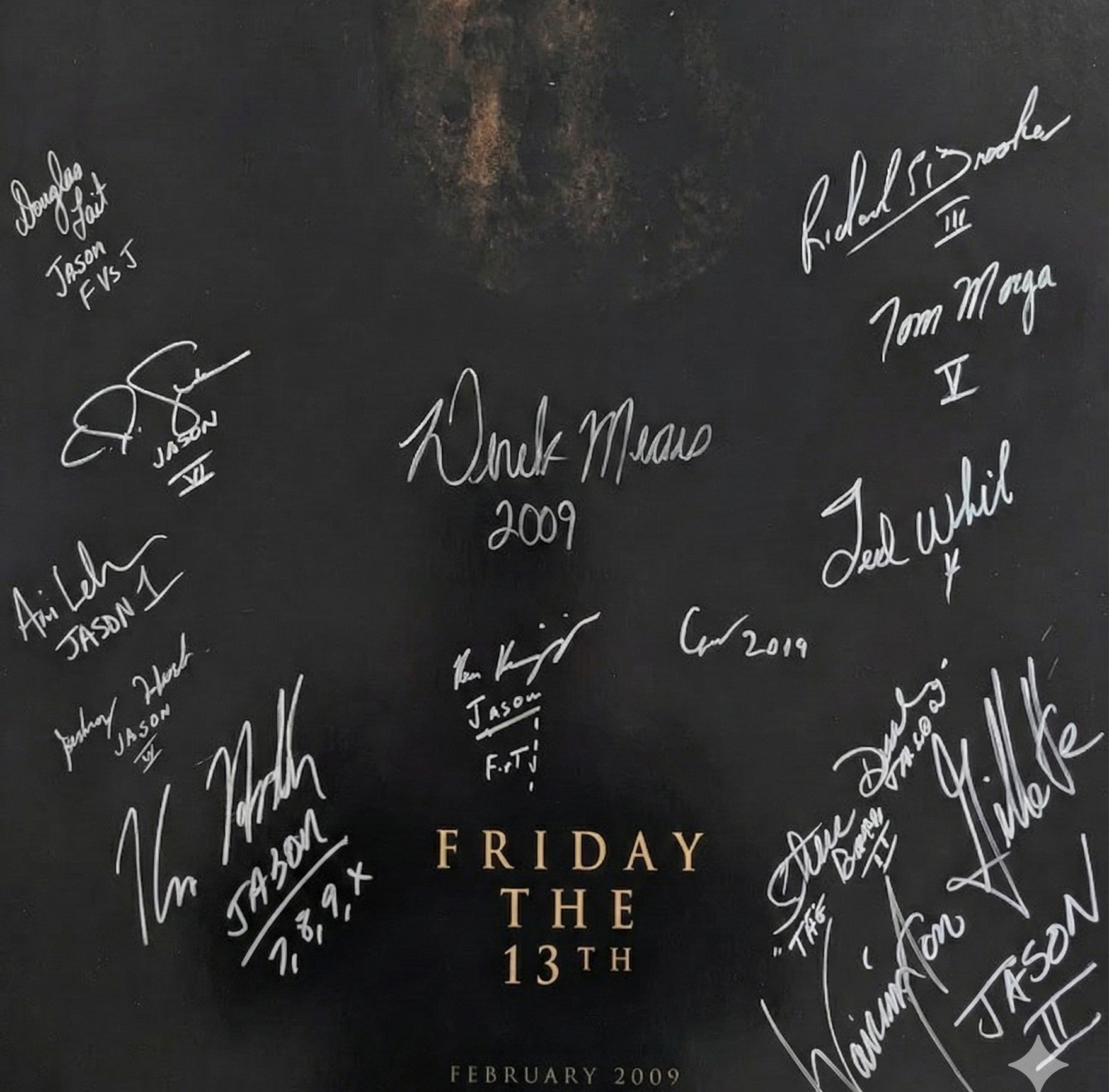 Original 2009 Friday the 13th Double-sided 27x40 Poster in Museum-grade Frame | Signed by 13 Jason Actors