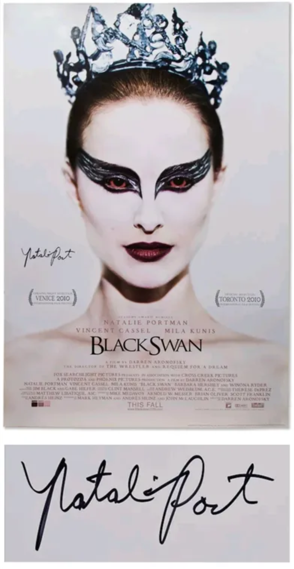 Natalie Portman Signed 27x40 Black Swan Poster - SWAU Verified