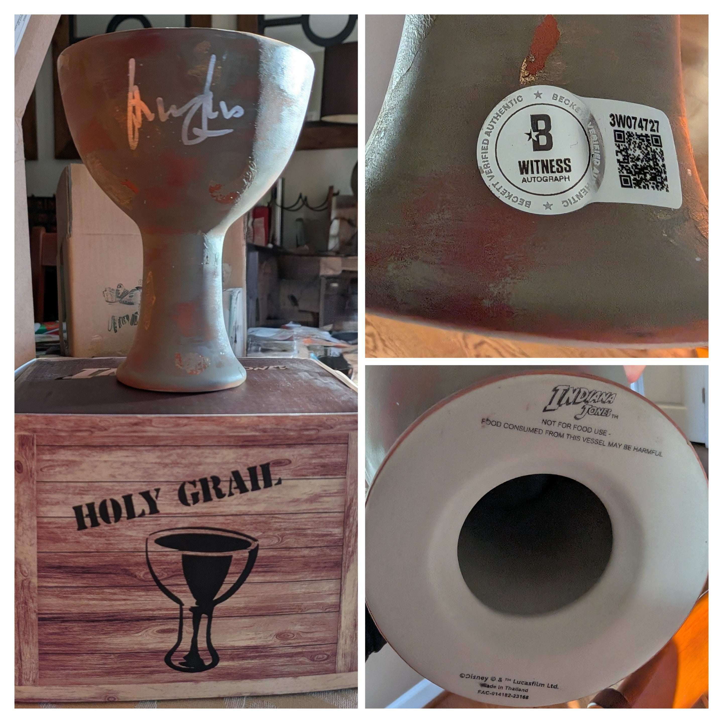 Harrison Ford Signed Holy Grail Prop Replica – Indiana Jones and the Last Crusade Beckett Witnessed | Screen-Accurate Ceramic Grail | Licensed