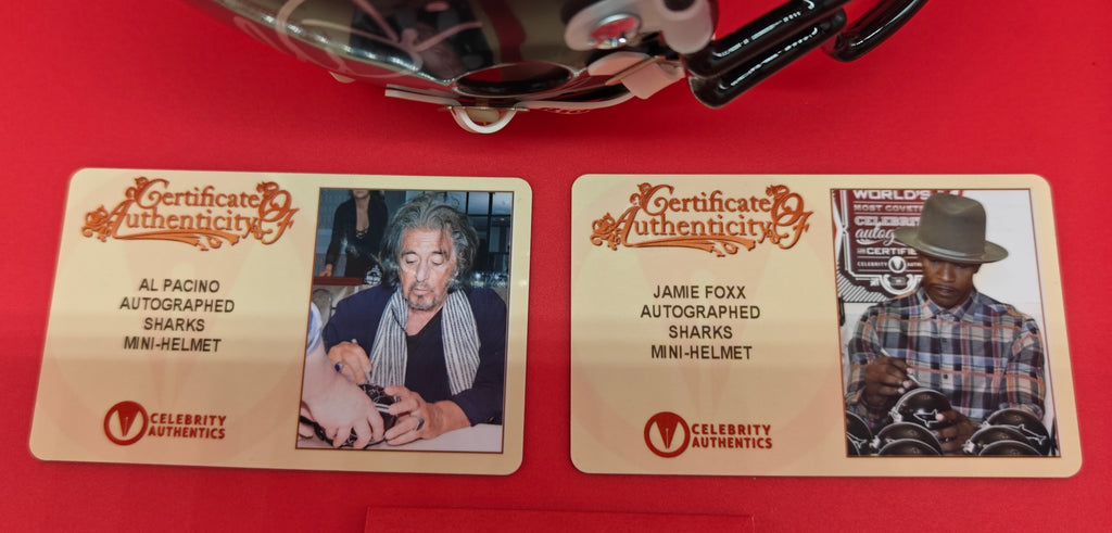 Al Pacino and Jamie Foxx Dual-Signed Sharks Mini-Helmet from Any Given Sunday