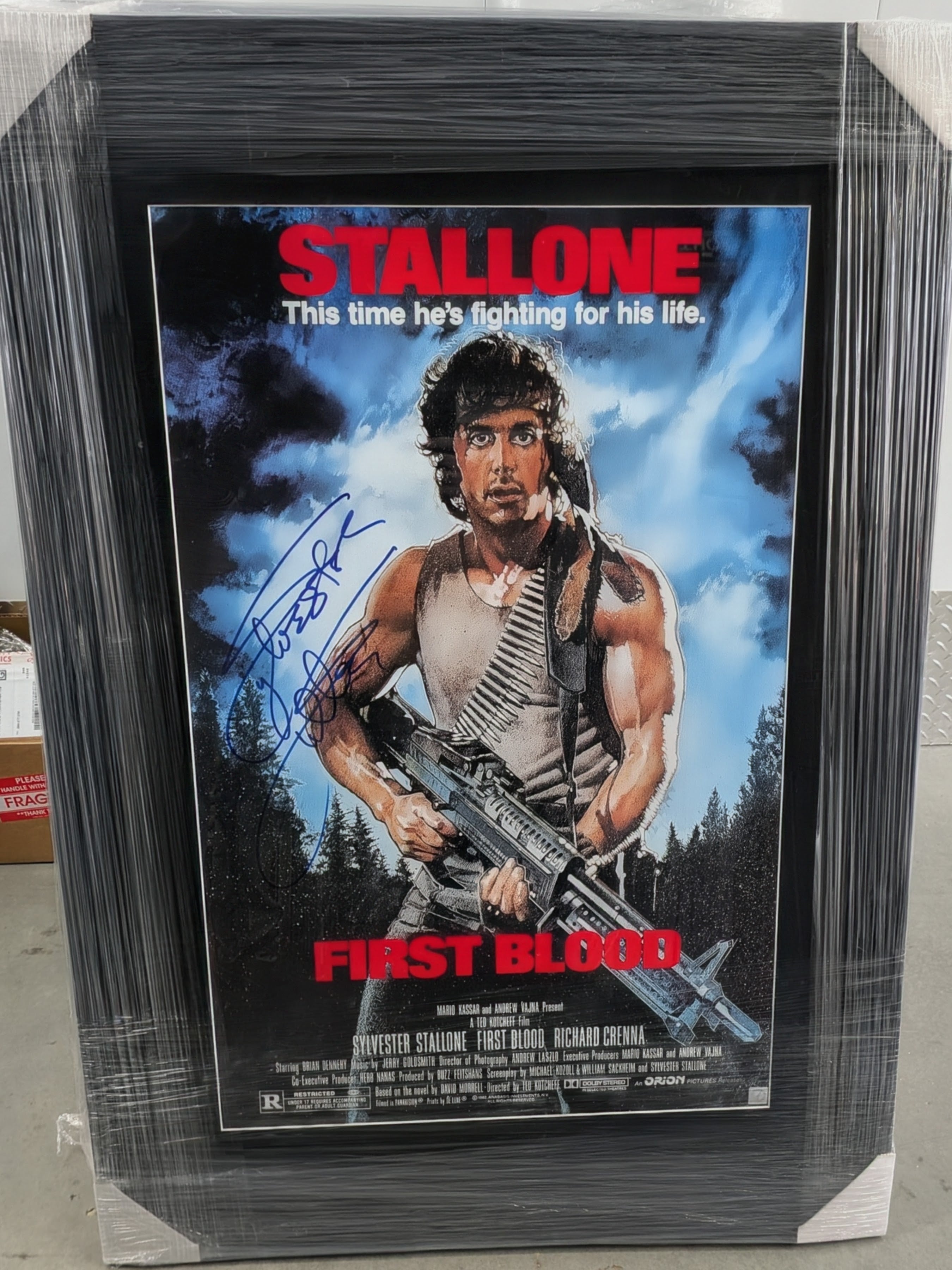 Sylvester Stallone Signed Rambo First Blood 24x36 Movie Poster in Studio-grade Frame