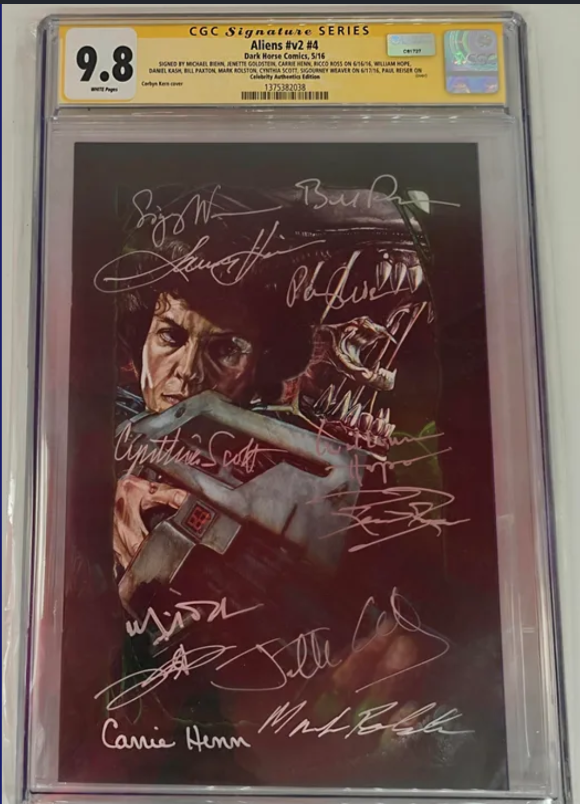 Weaver, Paxton, Henriksen +9 Signed CGC SS Celebrity Authentics Edition: Aliens #v2 #4 Dark Horse Comics (2016)