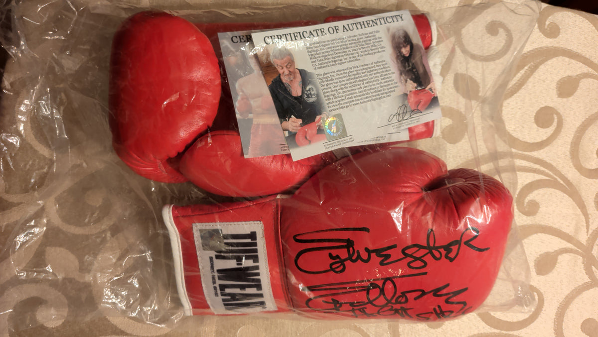Sylvester Stallone, Dolph Lundgren, Talia Shire Multi-Signed Rocky TUF-WEAR Boxing Glove Set