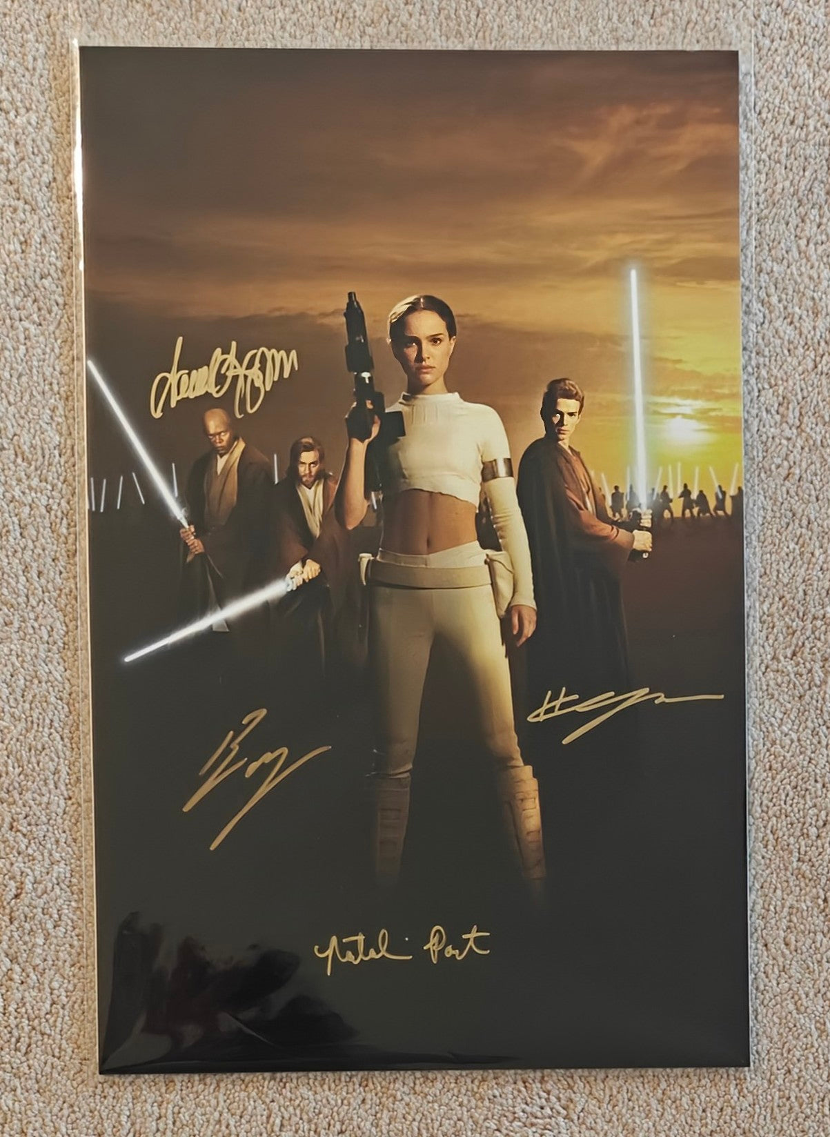 Portman, Jackson, Mcgregor, Christensen 4x Signed 11x17 Star Wars Attack of the Clones Photo