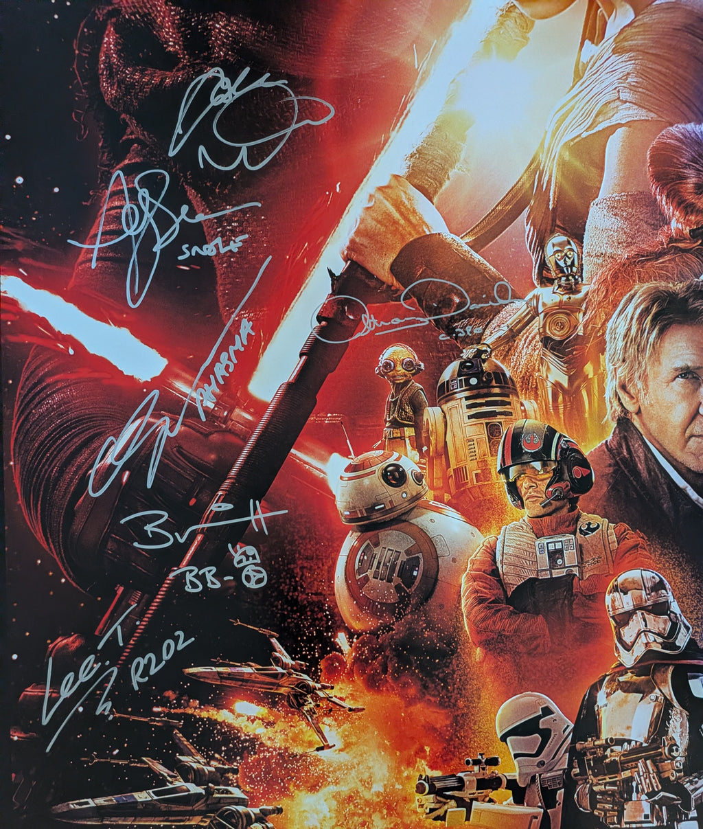 Hamill, Mayhew, Ridley, Driver, Daniels +16 Cast Signed Star Wars The Force Awakens 27x40 Poster