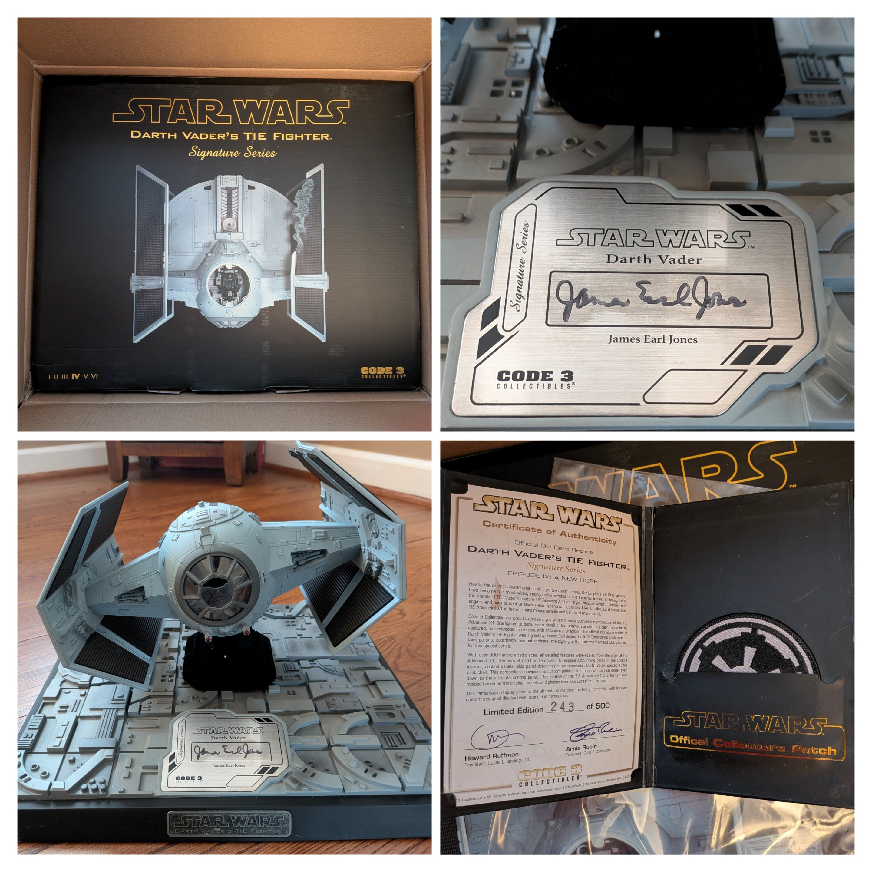 Code 3 Signature Series Darth Vader TIE Fighter (2005) – Signed by James Earl Jones - Only 500 Worldwide