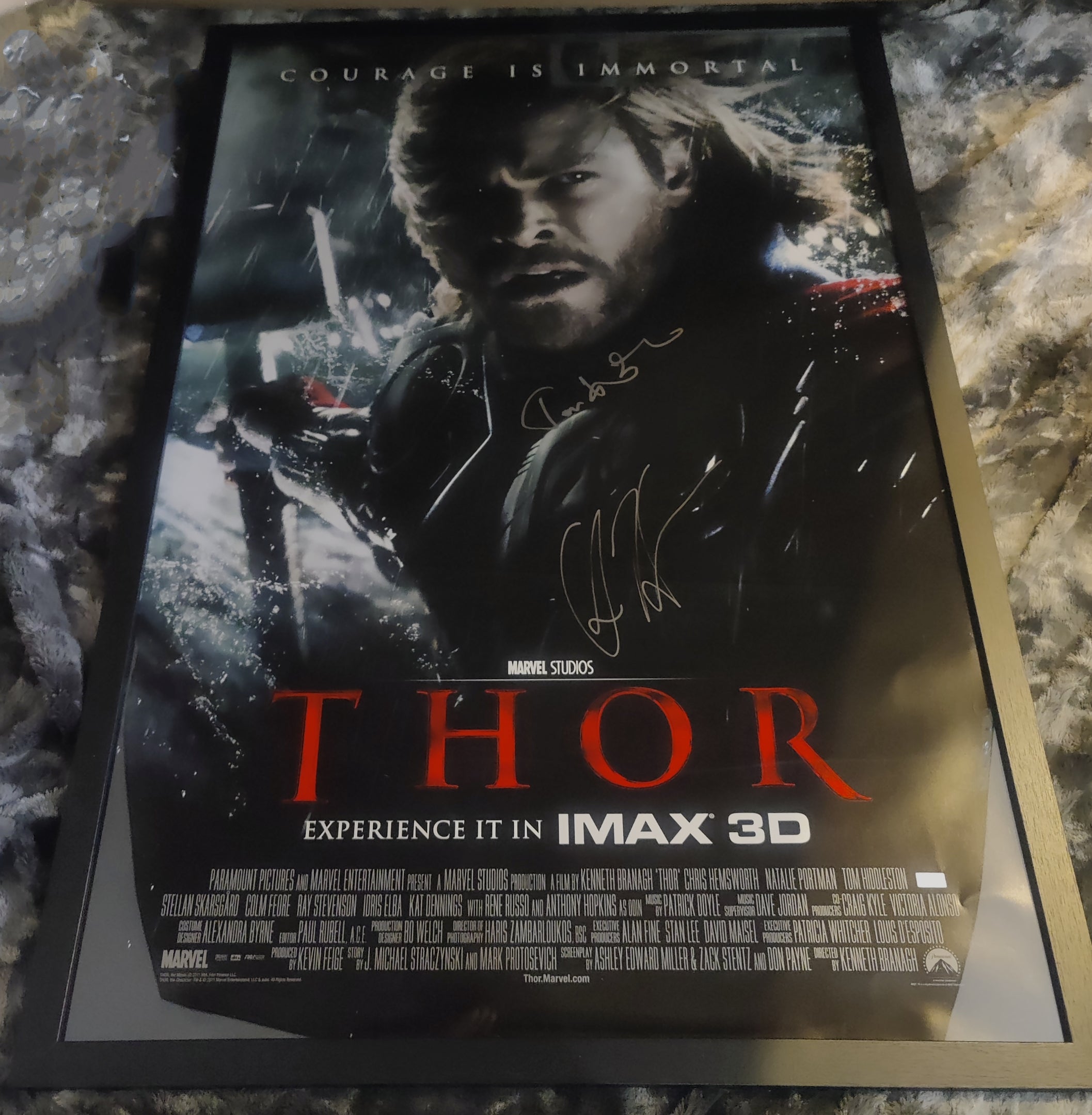 Chris Hemsworth and Tom Hiddleston Dual-Signed Original Double-sided IMAX Poster Marvel Thor 27x40