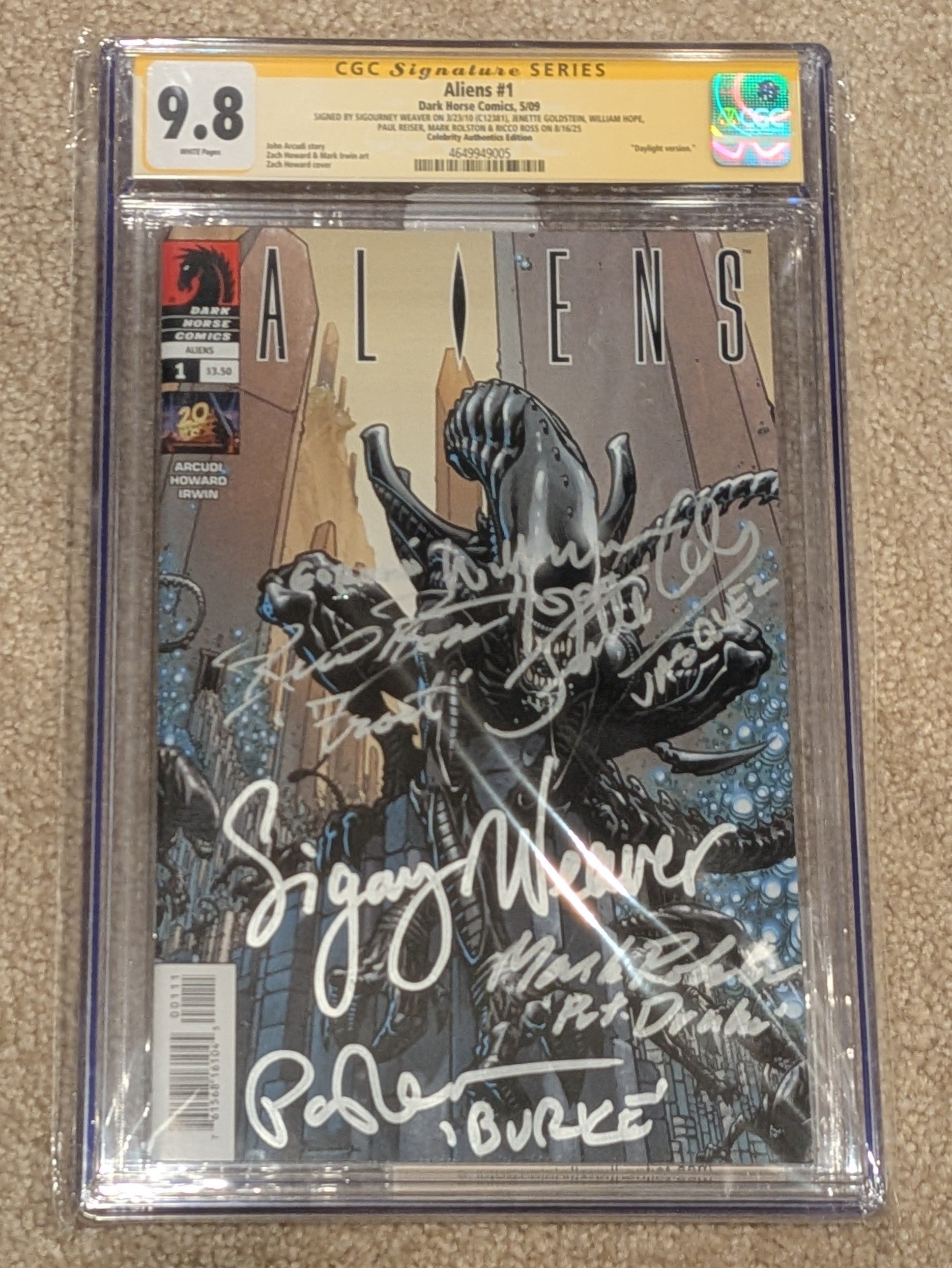 Cast Signed Aliens #1 Daylight (2009) Dark Horse Comics Limited Edition #24/100
