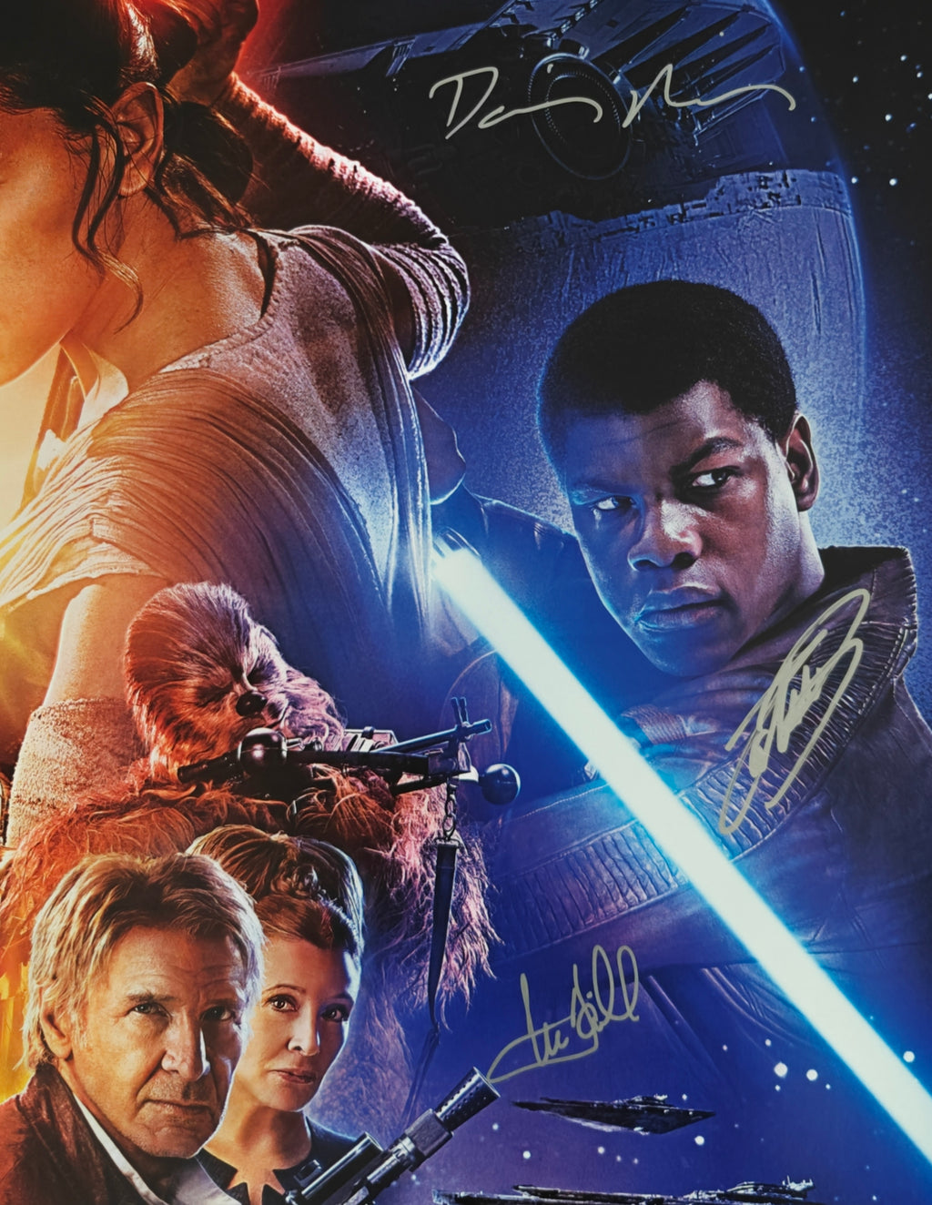 Hamill, Mayhew, Ridley, Driver, Boyega +16 Signed Star Wars The Force Awakens 27x40 Poster
