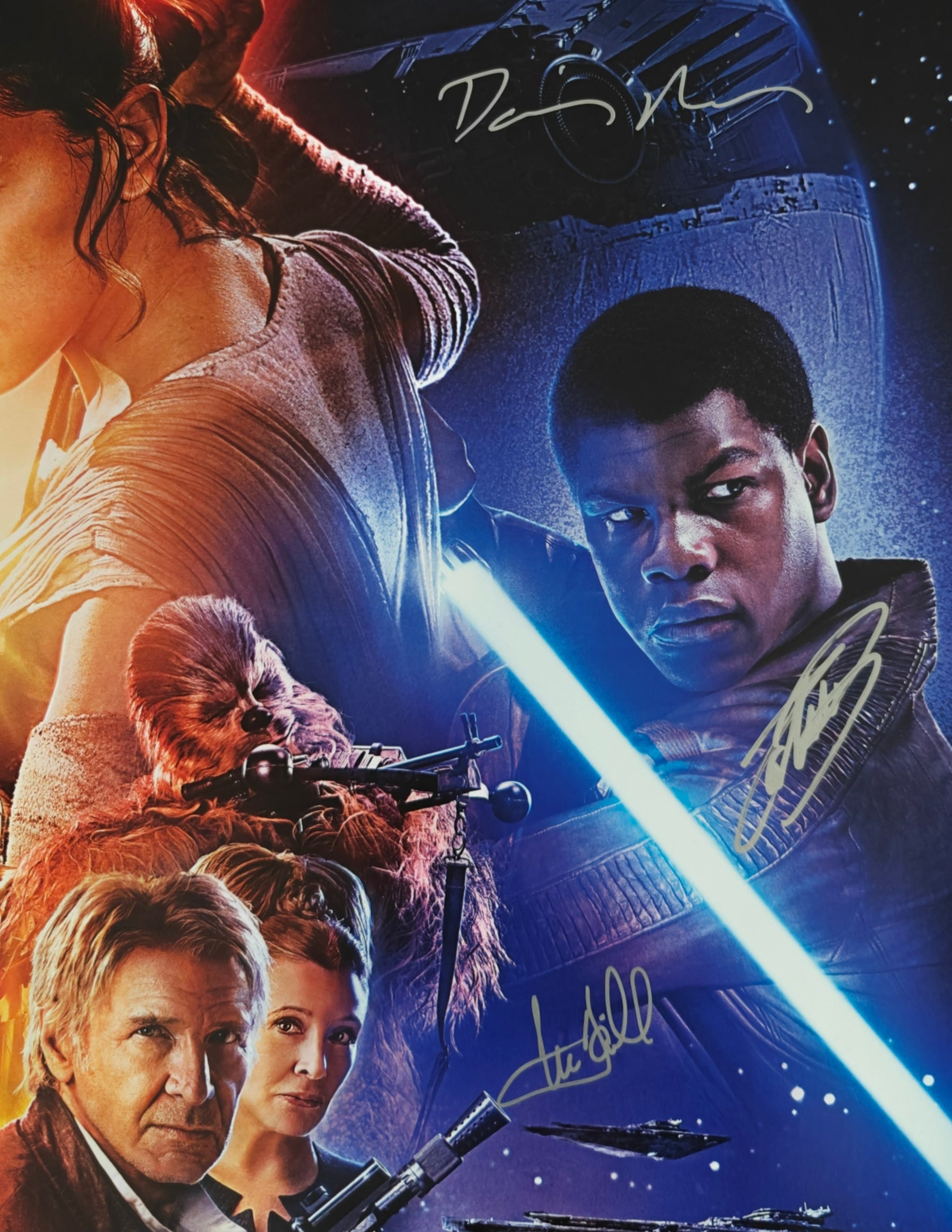 Hamill, Mayhew, Ridley, Driver, Boyega +16 Signed Star Wars The Force Awakens 27x40 Poster