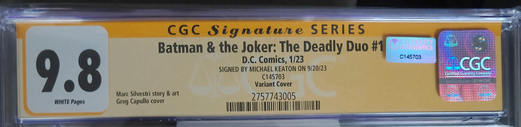 Michael Keaton Signed CGC SS 9.8 Batman & The Joker: Deadly Duo #1 (2023) Variant Cover