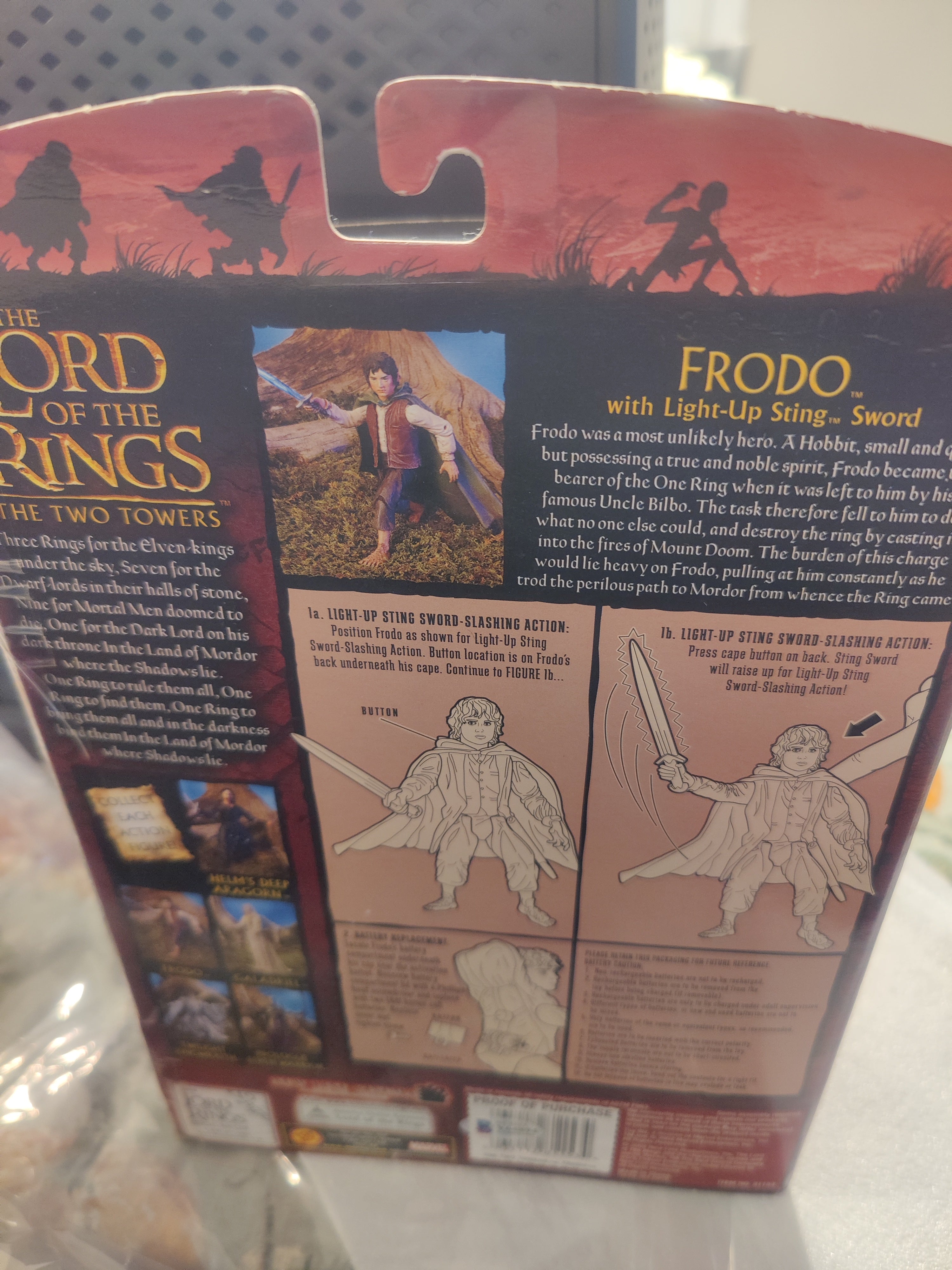 Elijah Wood Signed Lord of the Rings (LOTR) Two Towers Frodo Light Up Sting Sword Figure by ToyBiz