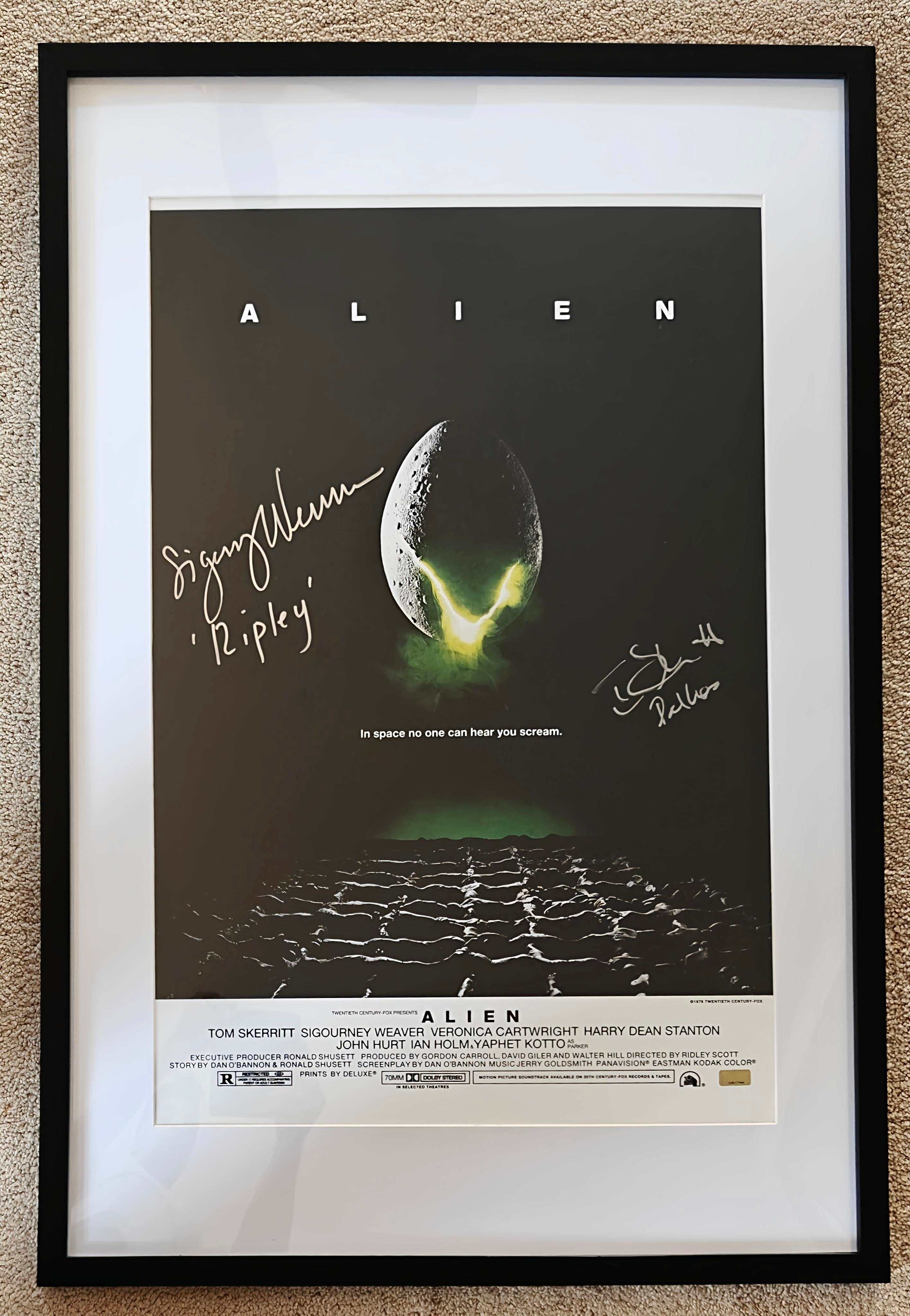 Sigourney Weaver and Tom Skerritt Signed 16x24 Alien Poster in 20x30 Standard Frame