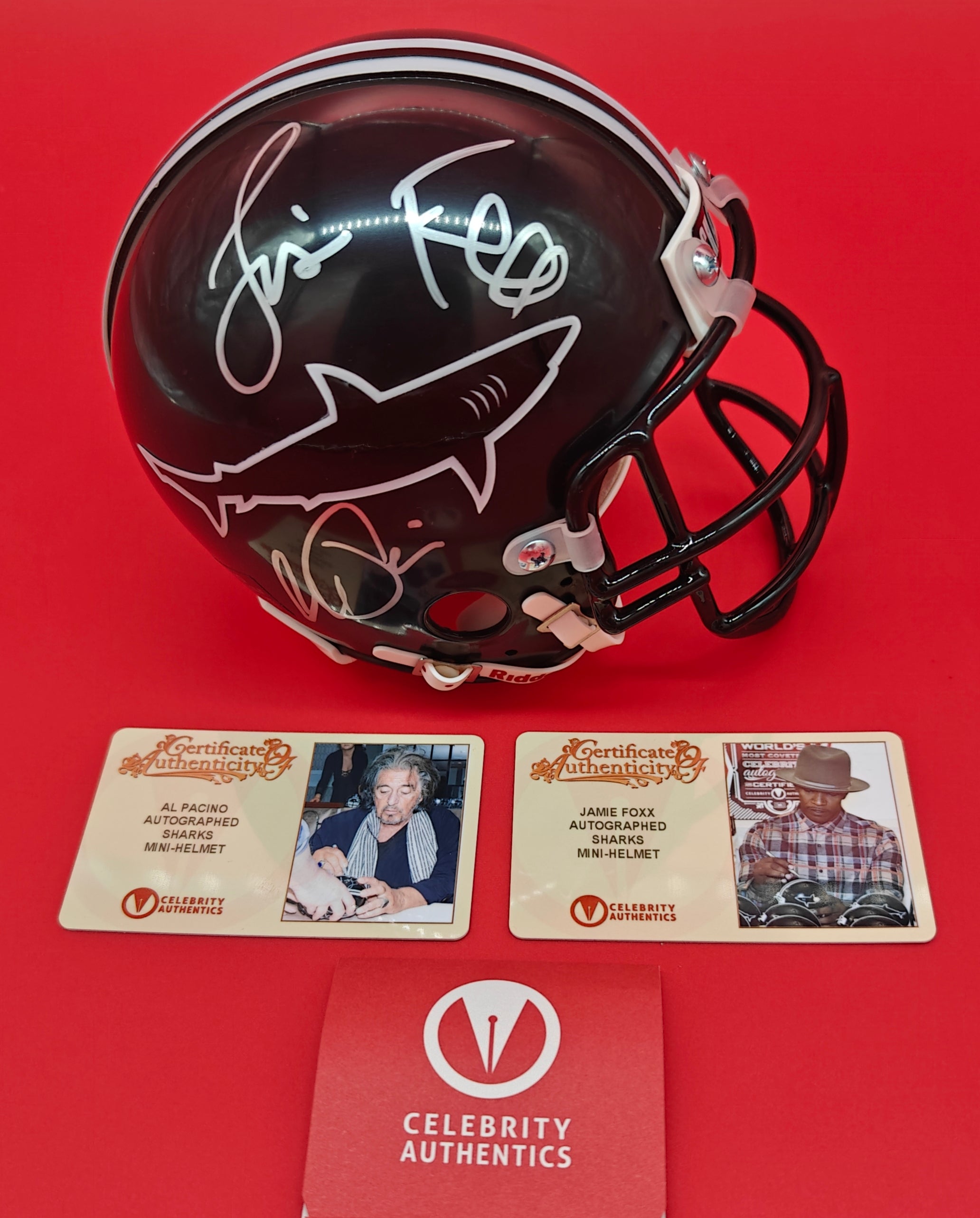 Al Pacino and Jamie Foxx Dual-Signed Sharks Mini-Helmet from Any Given Sunday