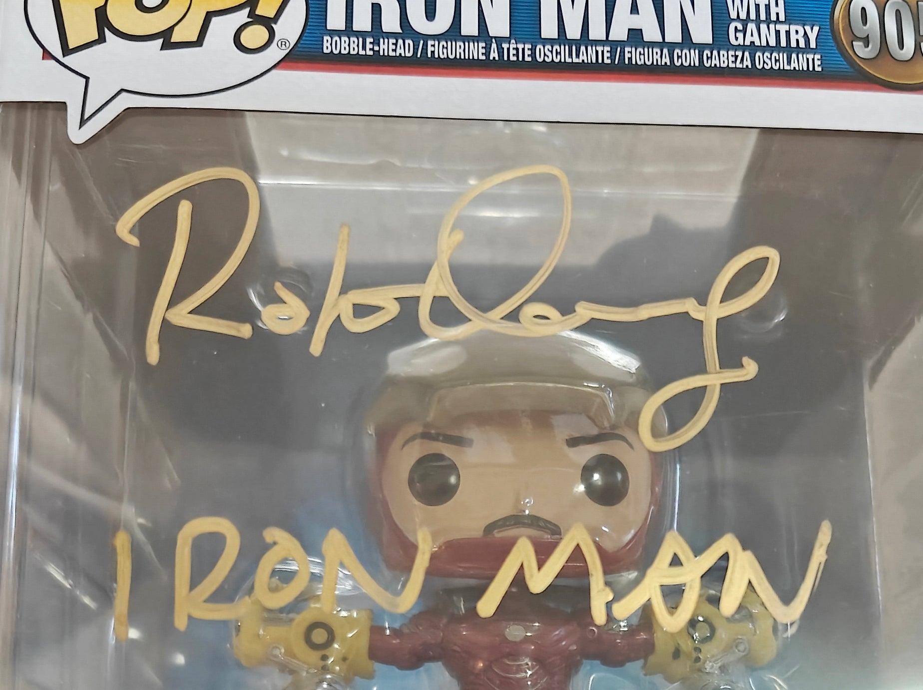 Robert Downey Jr. Signed Marvel Iron Man w. Gantry Deluxe 6in Funko Pop from Iron Man 2