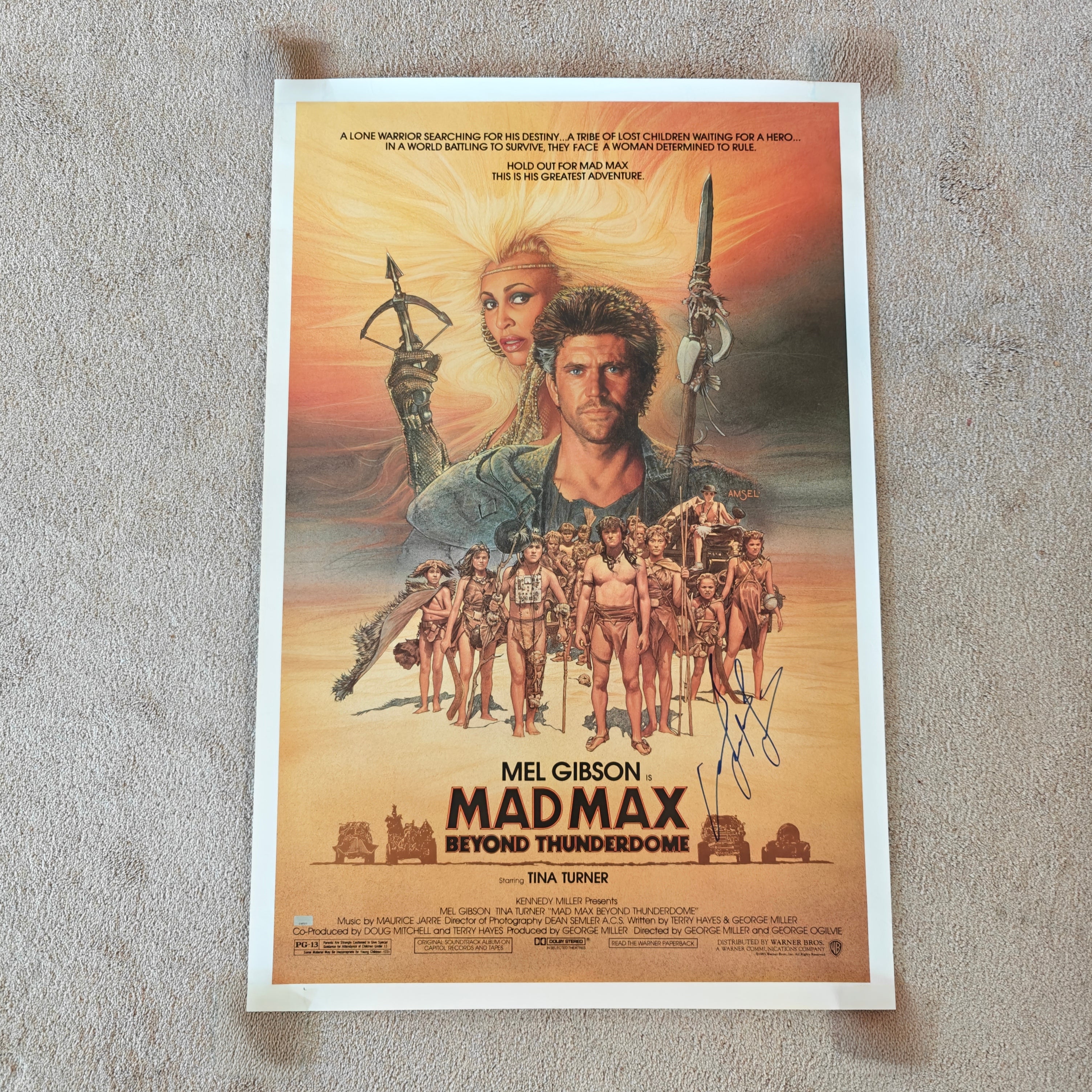 Mel Gibson Signed Original Single-Sided Mad Max Beyond Thunderdome 27x41 Movie Poster