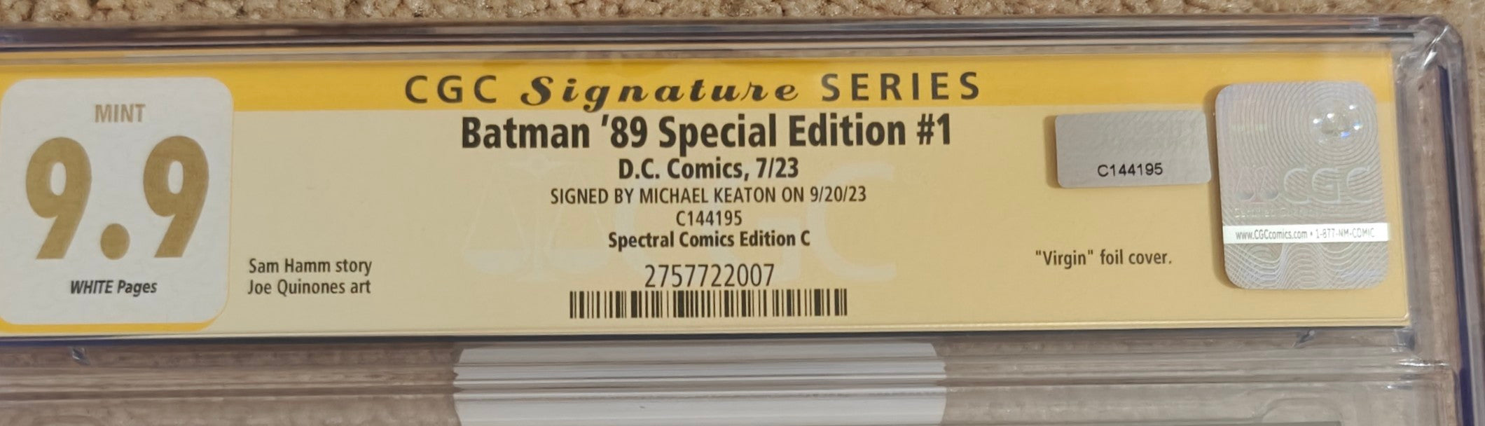 Michael Keaton Signed CGC 9.9 Signature Series Batman ’89 Special Edition #1 (2023) Spectral Comics Edition C
