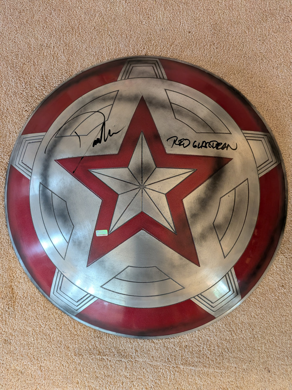 David Harbour Signed Marvel Alexei Shostakov 1:1 Scale Metal Shield with Red Guardian Inscription