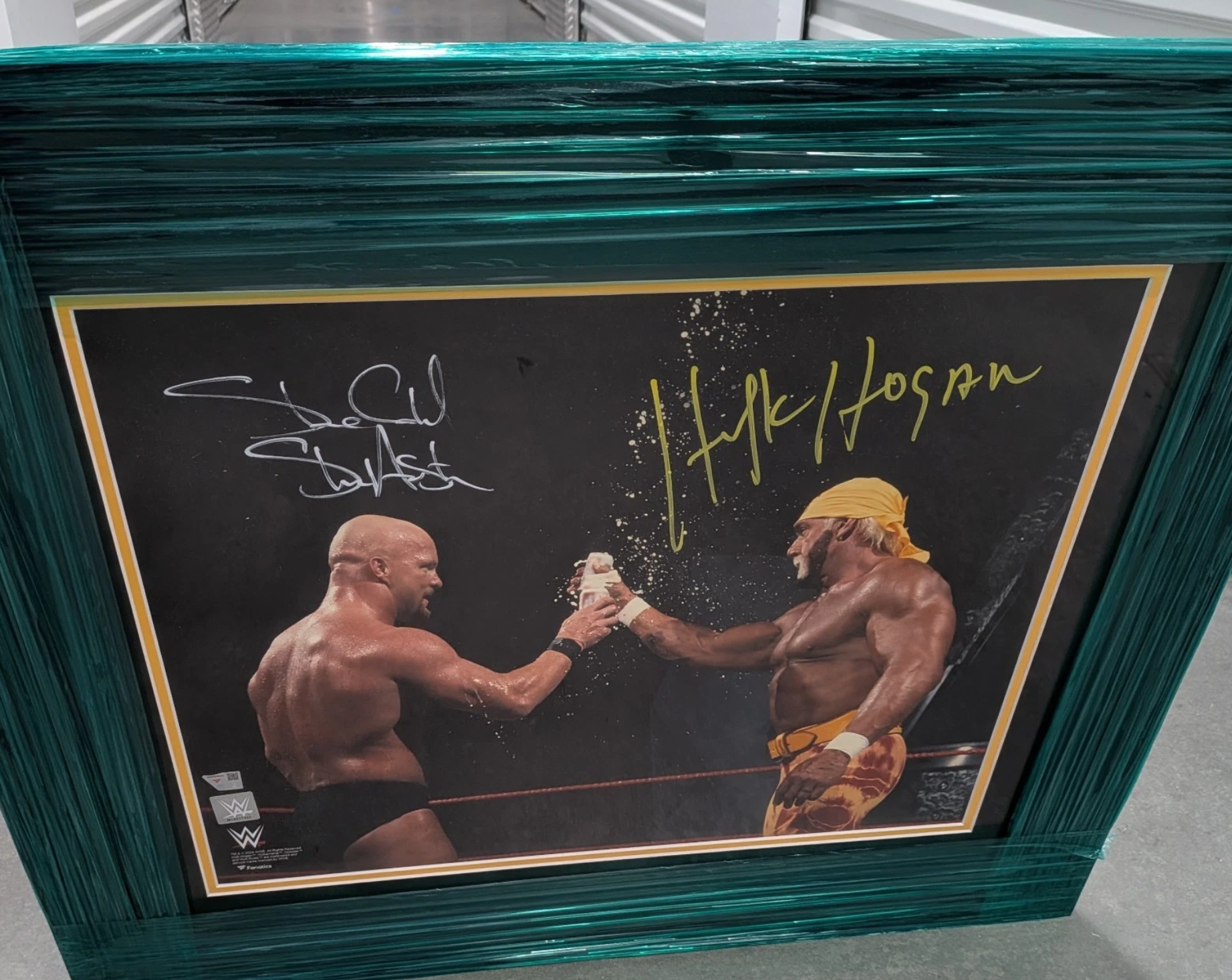 Stone Cold Steve Austin & Hulk Hogan WWE Dual Signed 16x20 Photo Framed Fanatics Rare