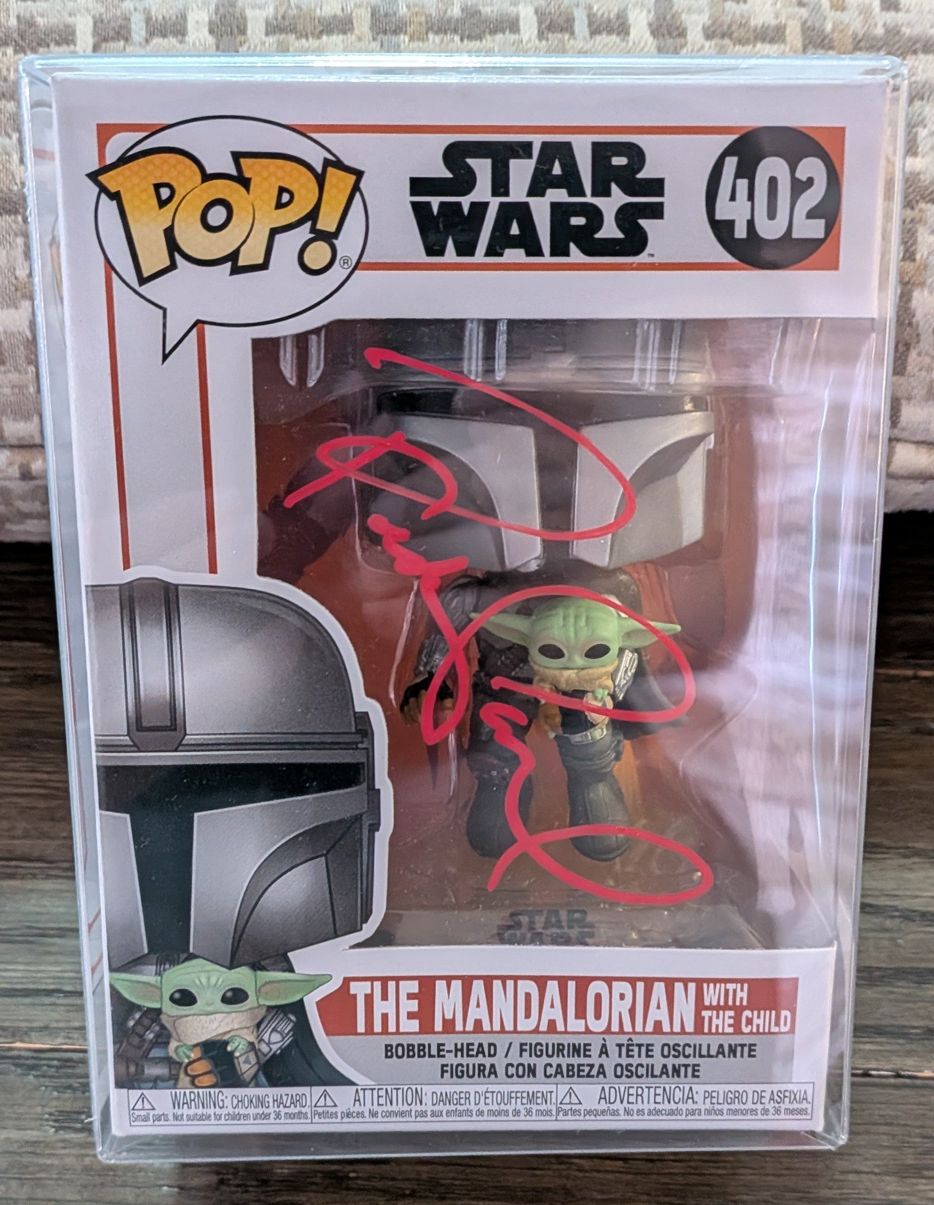 Pedro Pascal Signed Star Wars The Mandalorian with The Child Funko Pop #402 – SWAU Witnessed (Sold Out Red Ink)