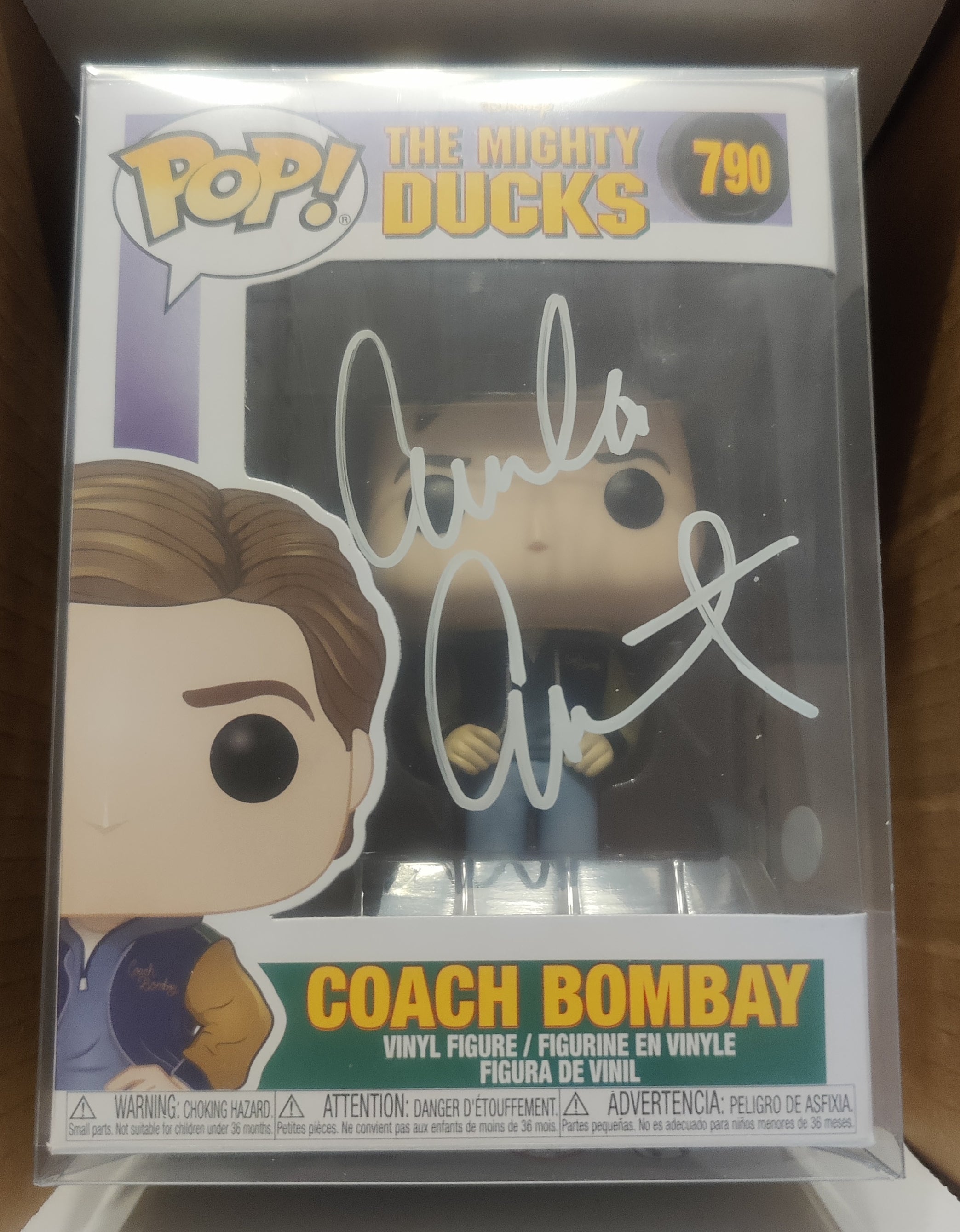 Emilio Estevez Signed Coach Bombay Funko Prop from Disney's The Mighty Ducks