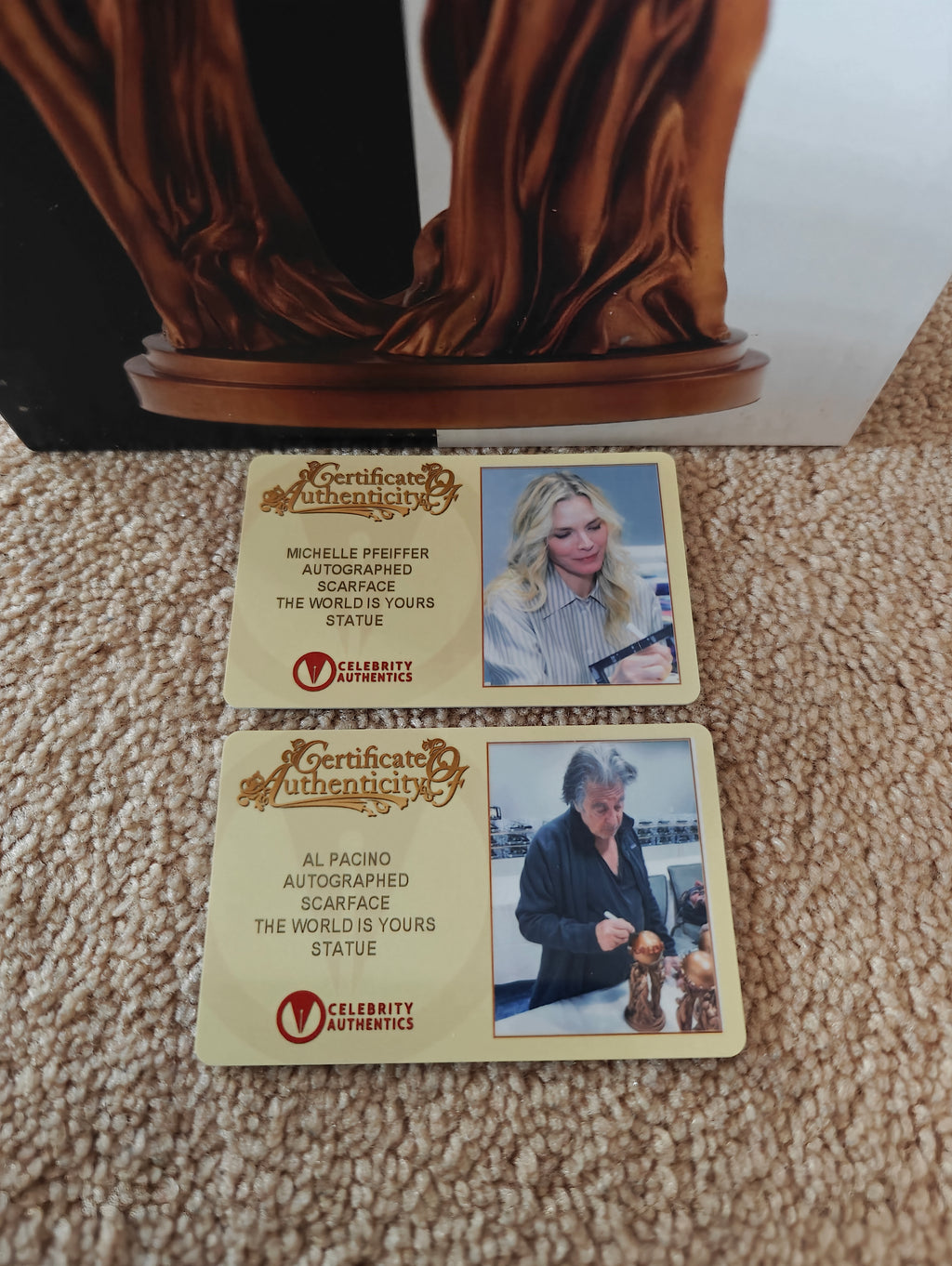 Pacino & Pfeiffer Dual-Signed Scarface "The World is Yours" Bronze Scaled Statue