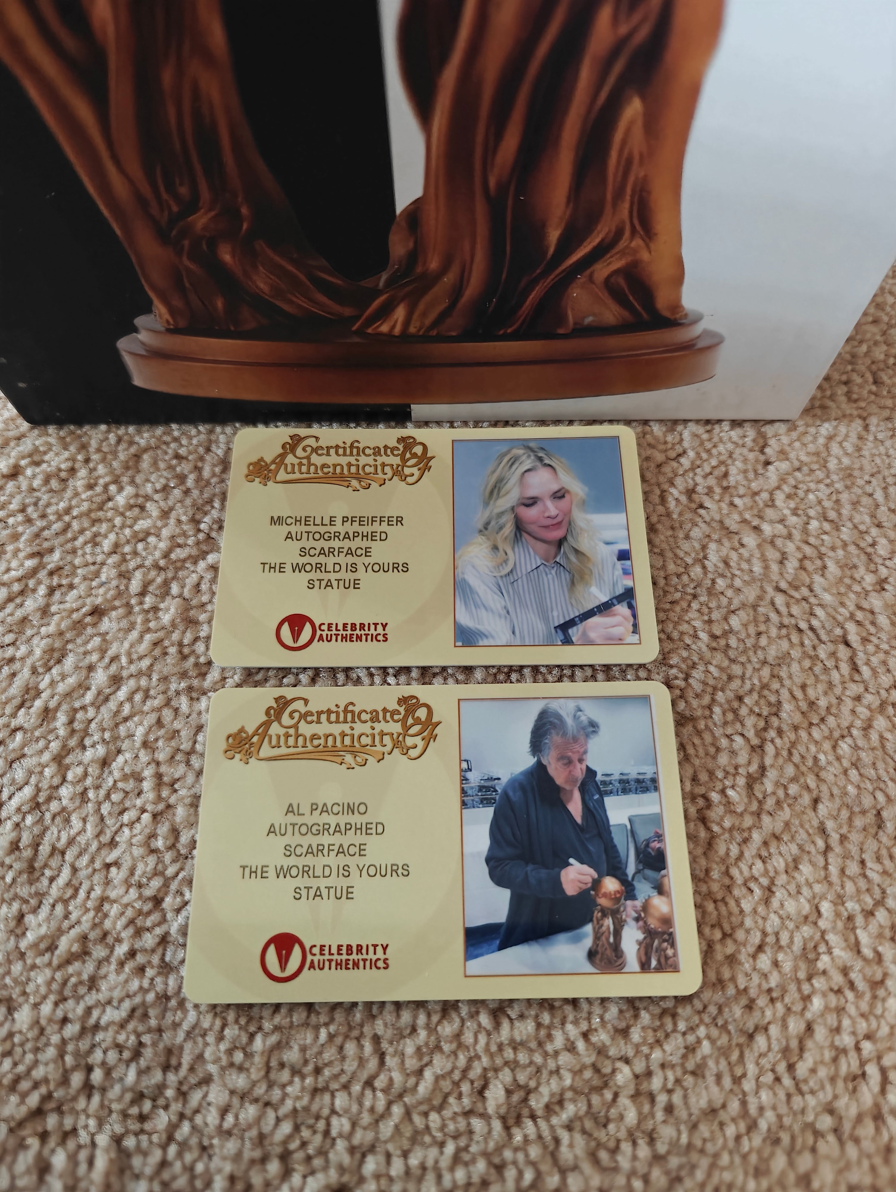 Pacino & Pfeiffer Dual-Signed Scarface "The World is Yours" Bronze Scaled Statue