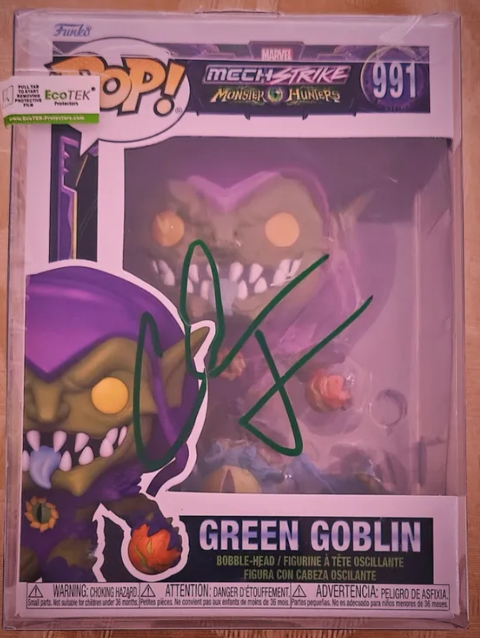 Willem Dafoe Signed Green Goblin Marvel Mechstrike Funko Pop #991