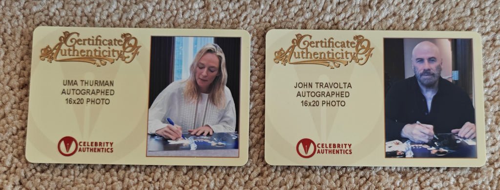 John Travolta & Uma Thurman Dual-Signed Pulp Fiction 16x20 “Jack Rabbit Slim’s Dance” Photo – Celebrity Authentics Verified | 20x24 Matted Wood & Glass Frame | Rare Iconic Collectible