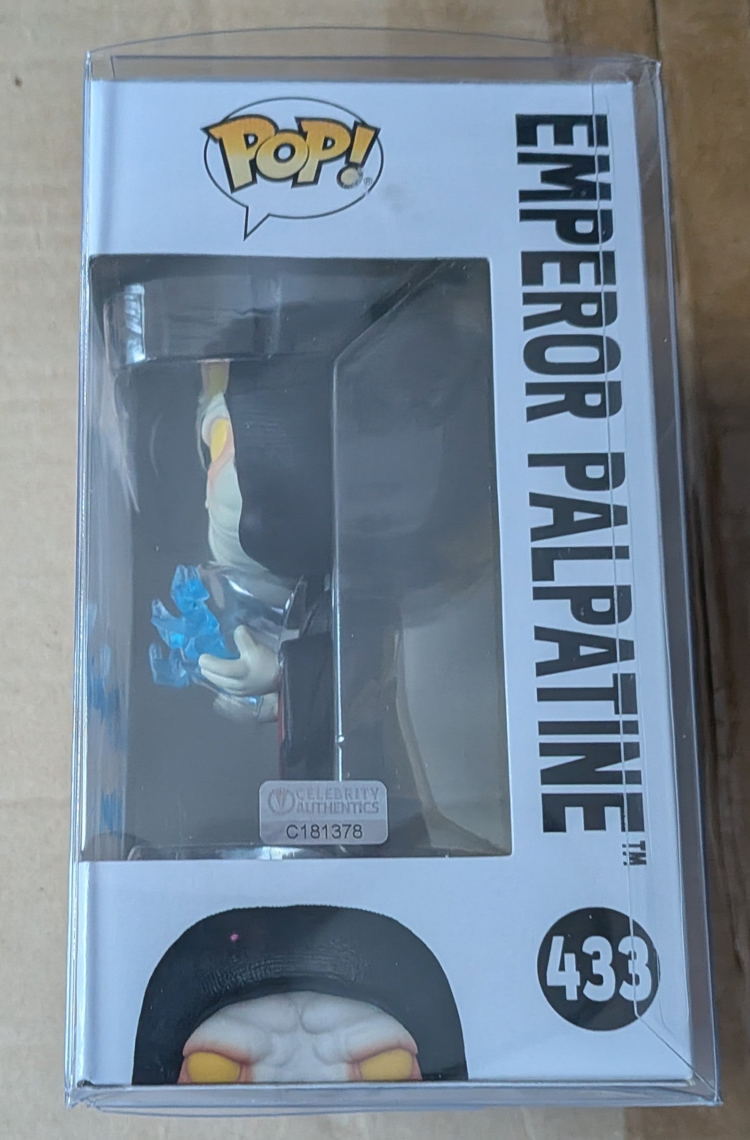 Ian McDiarmid Signed Star Wars Emperor Palpatine Funko Pop #433 w. Rare "Emperor" Character Name