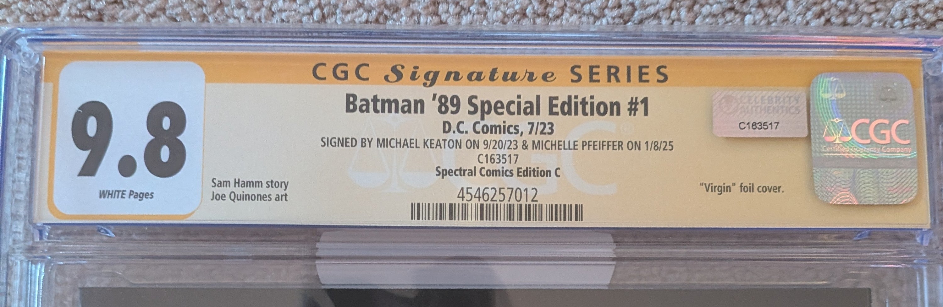 Batman ‘89 Special Edition #1 CGC 9.8 Signature Series – Dual Signed by Michael Keaton & Michelle Pfeiffer | Virgin Foil Cover