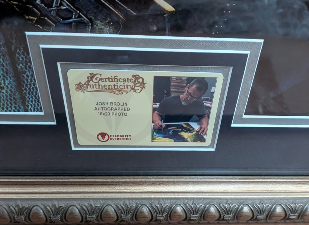 Josh Brolin Signed Thanos Infinity Gauntlet 16x20 Framed Photo – Marvel Avengers Autographed Collectible