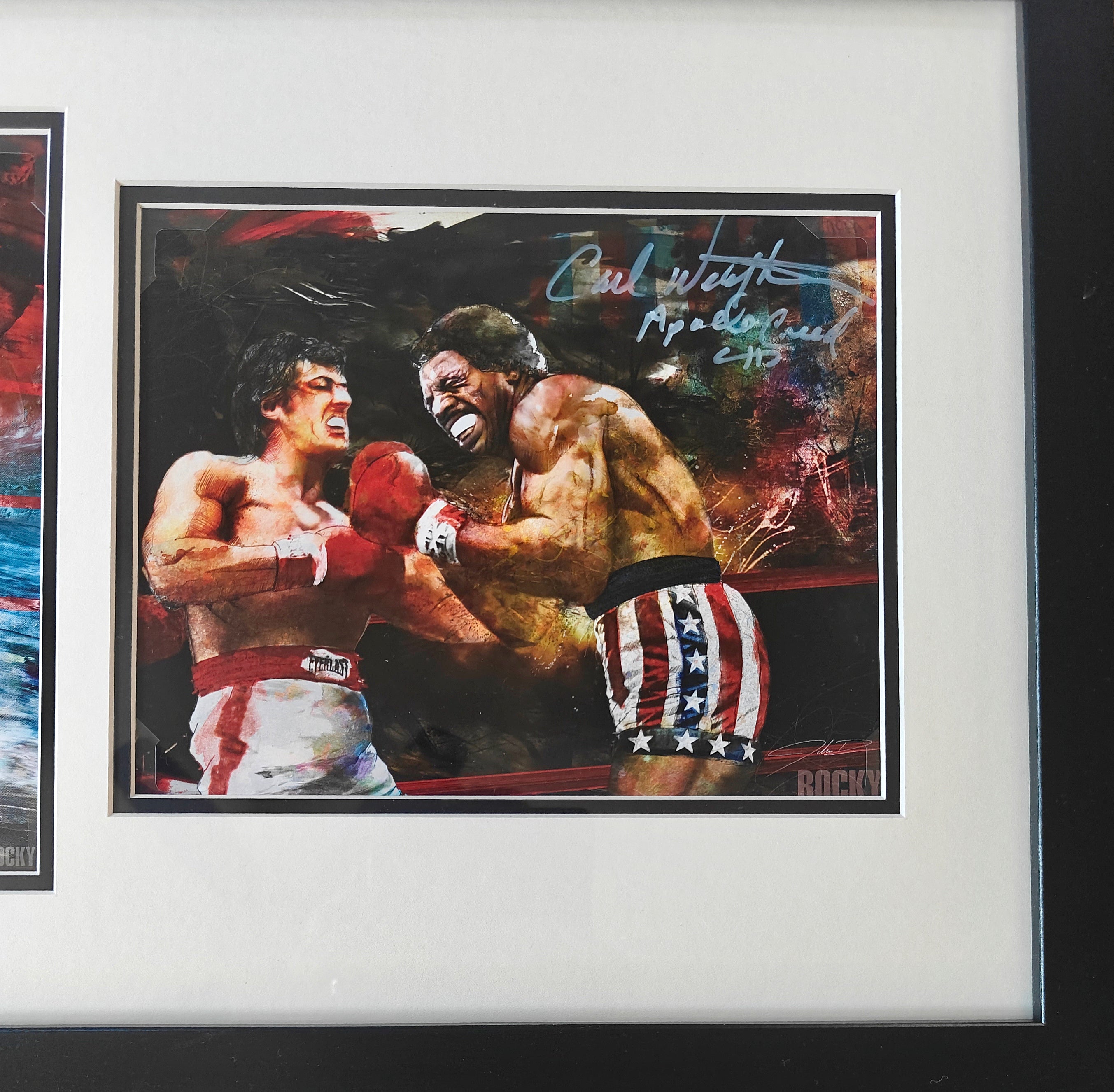 Sylvester Stallone & Carl Weathers Signed Dual 8x10 Photos from Rocky in 25x16 Double Matted Frame
