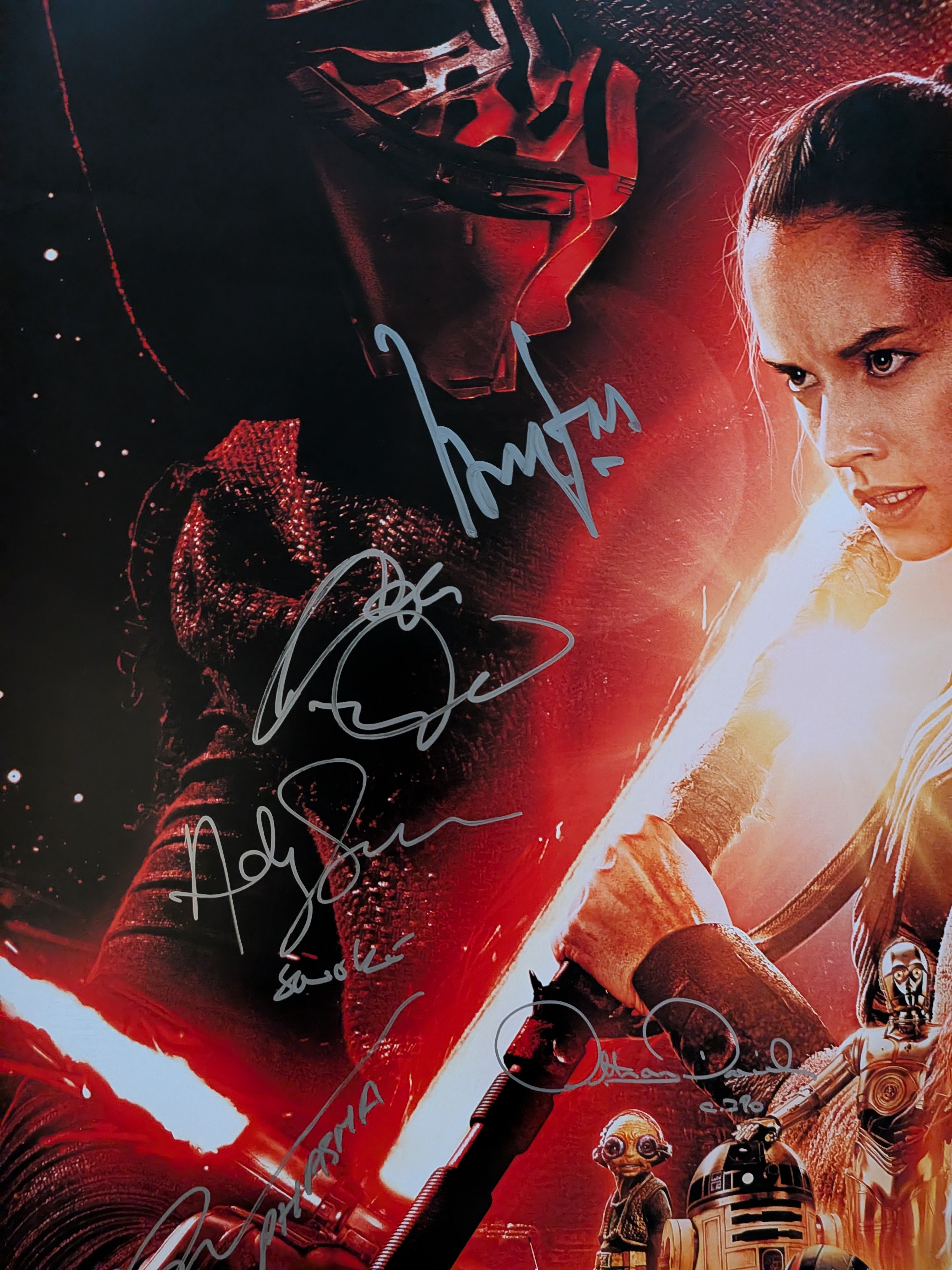 Ford, Hamill, Mayhew, Ridley, Driver, Boyega +16 Signed Star Wars The Force Awakens 27x40 Poster