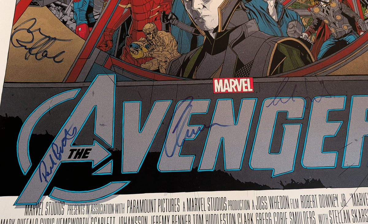 Stan Lee, Chris Evans, Chris Hemsworth, Mark Ruffalo and Cast Autographed Mondo Avengers 24x36 Ltd Edition Print