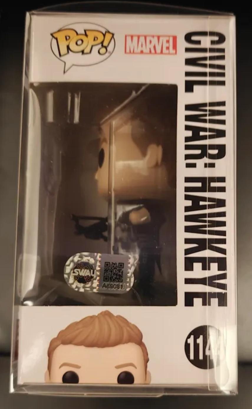 Jeremy Renner Signed Hawkeye Captain America: Civil War Funko Pop #1144 - Amazon Exclusive