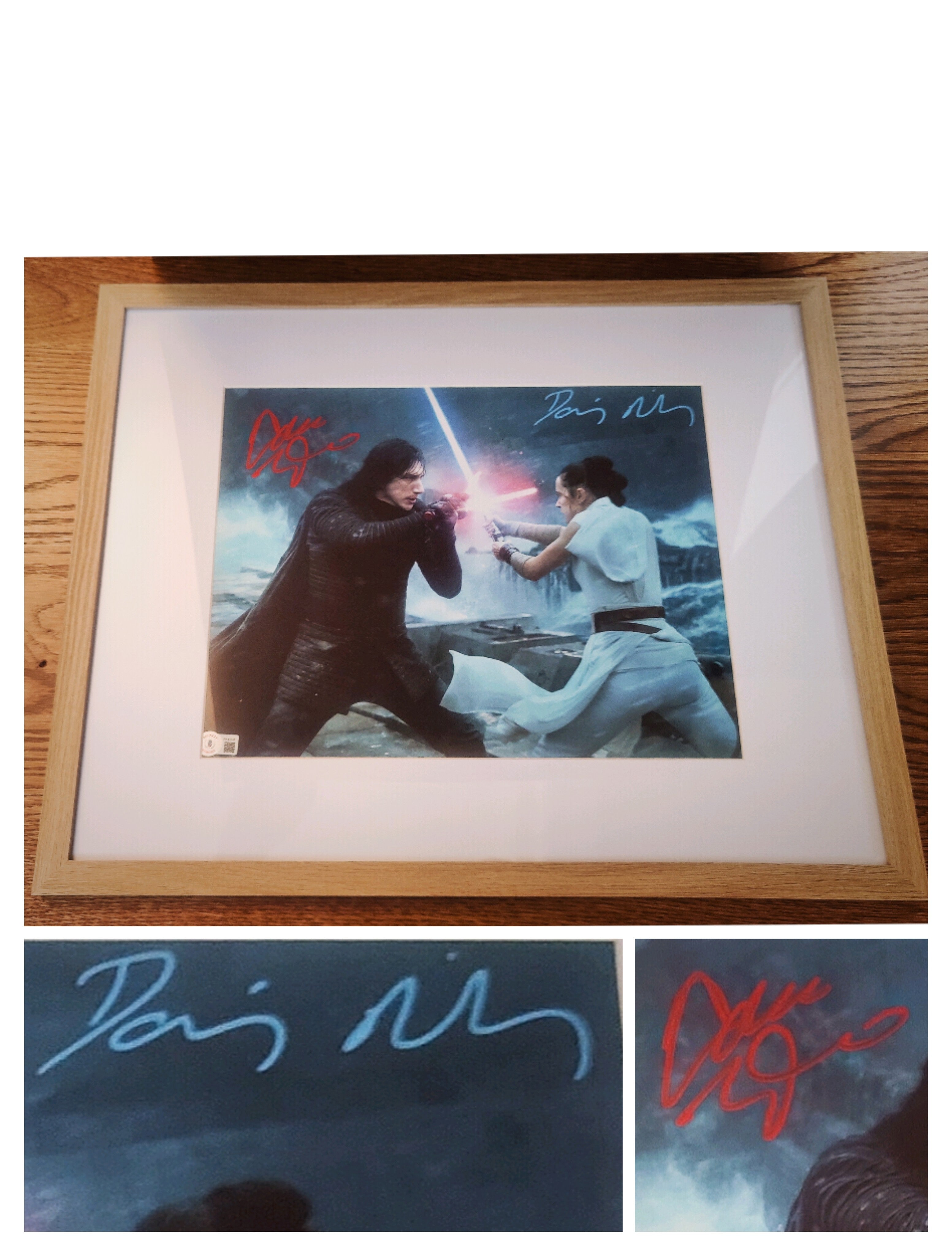 Daisy Ridley and Adam Driver Dual-Signed 11x14 (16x20 framed) Star Wars Photo