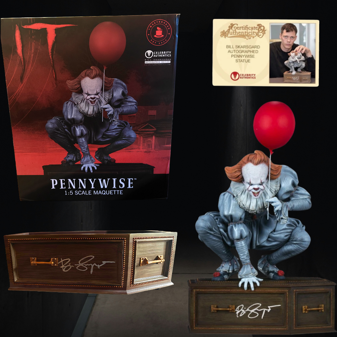 Bill Skarsgard Signed IT Pennywise Celebrity Authentics Exclusive 13" Maquette 1:5 Statue - Limited Edition