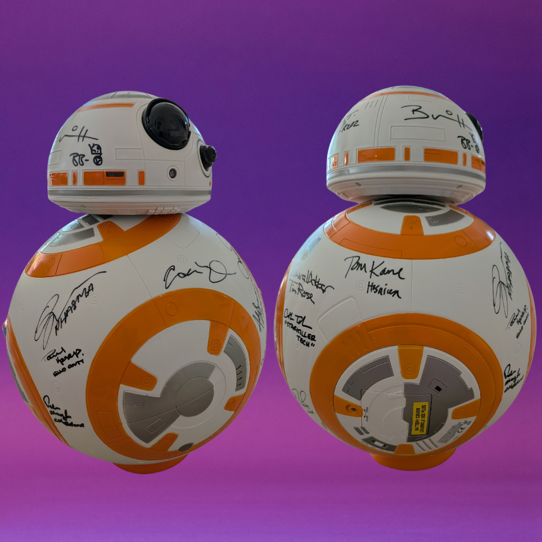 Hamill, Ridley, Boyega, Daniels, Mayhew, Driver +14 Cast Signed Star Wars: The Force Awakens 1:1 BB-8 Droid Replica