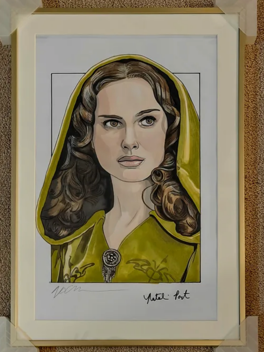 Natalie Portman and Artist Signed Padme Amidala 11.5x17 Original Artwork from Star Wars Episode III: Revenge of the Sith - Beckett