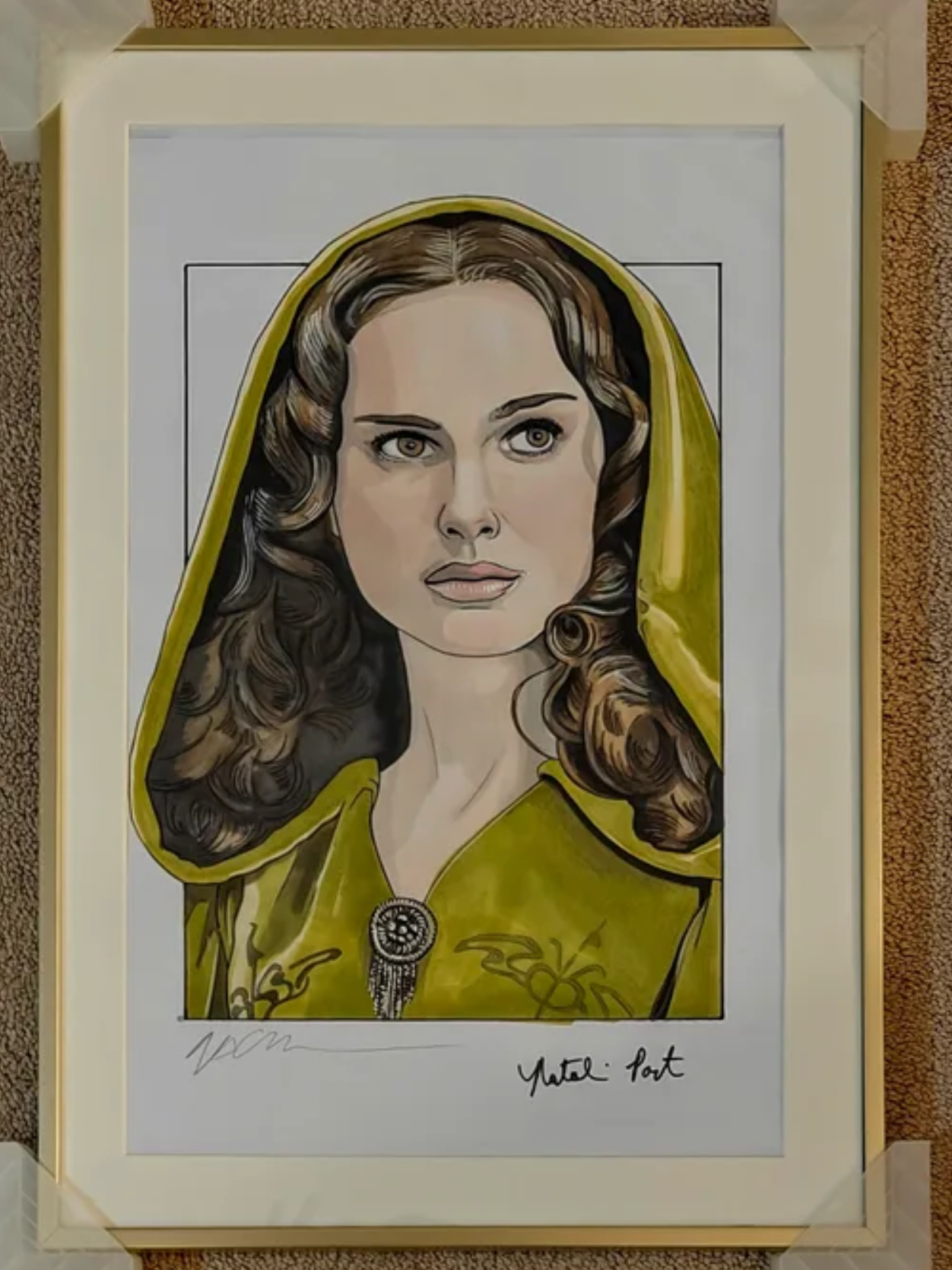 Natalie Portman and Artist Signed Padme Amidala 11.5x17 Original Artwork from Star Wars Episode III: Revenge of the Sith - Beckett